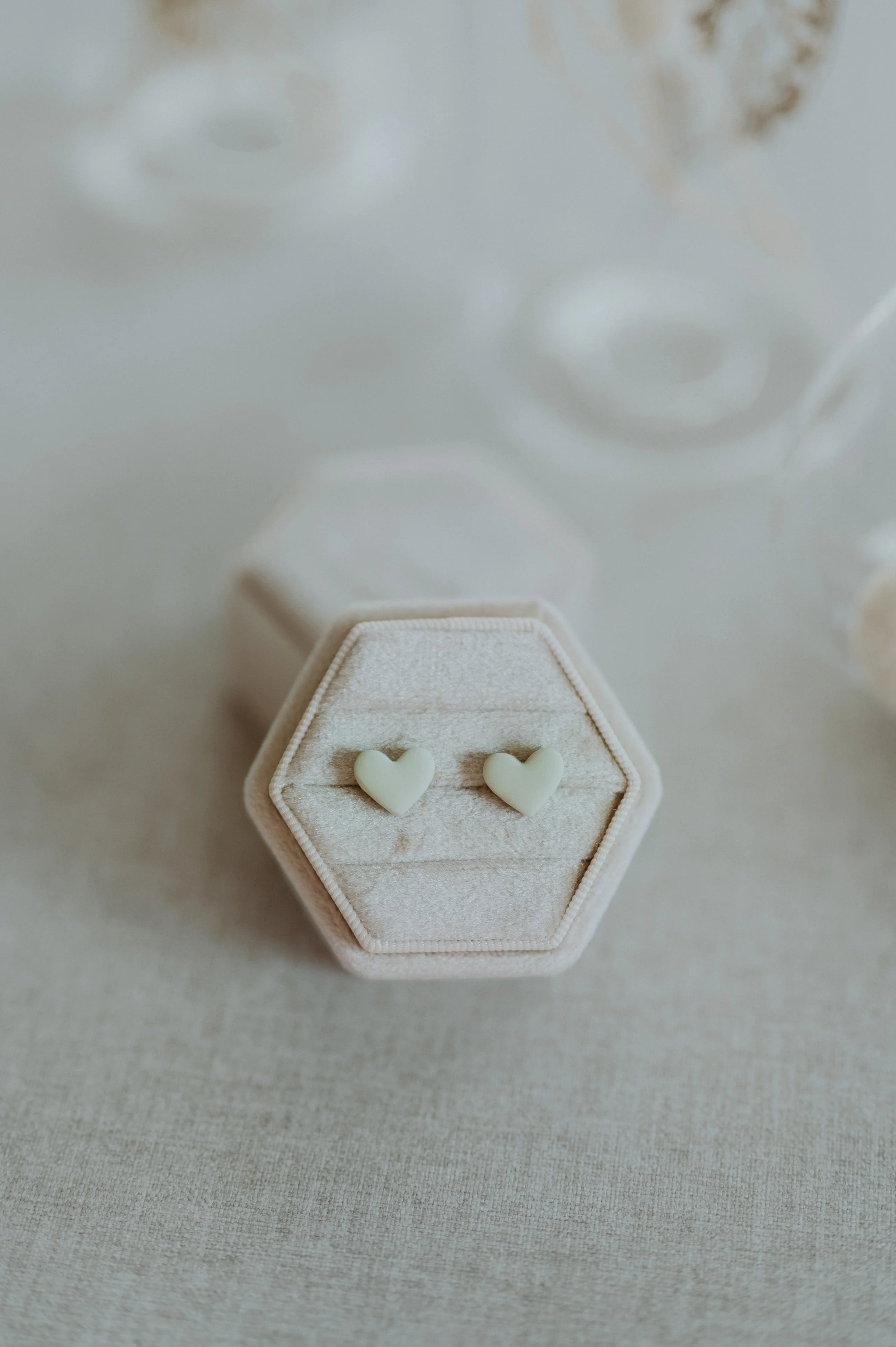 Clover + Coast Heart Clay Stud Earrings - Light Green