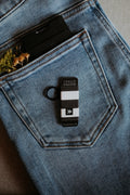 Thread Lip Balm Holder (Black and White Striped)