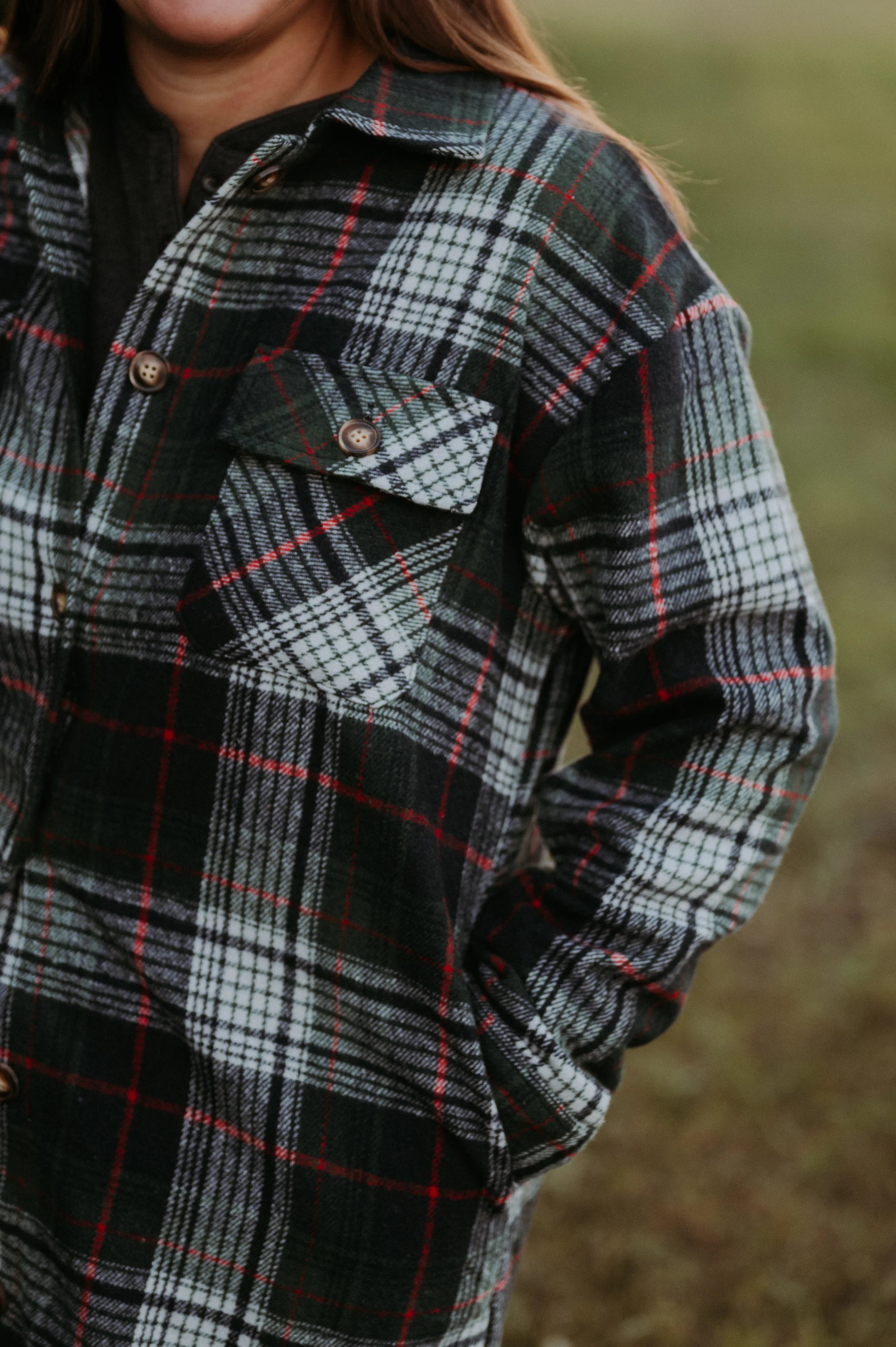 Panache Navy, Green, White And Red Plaid Long Flannel