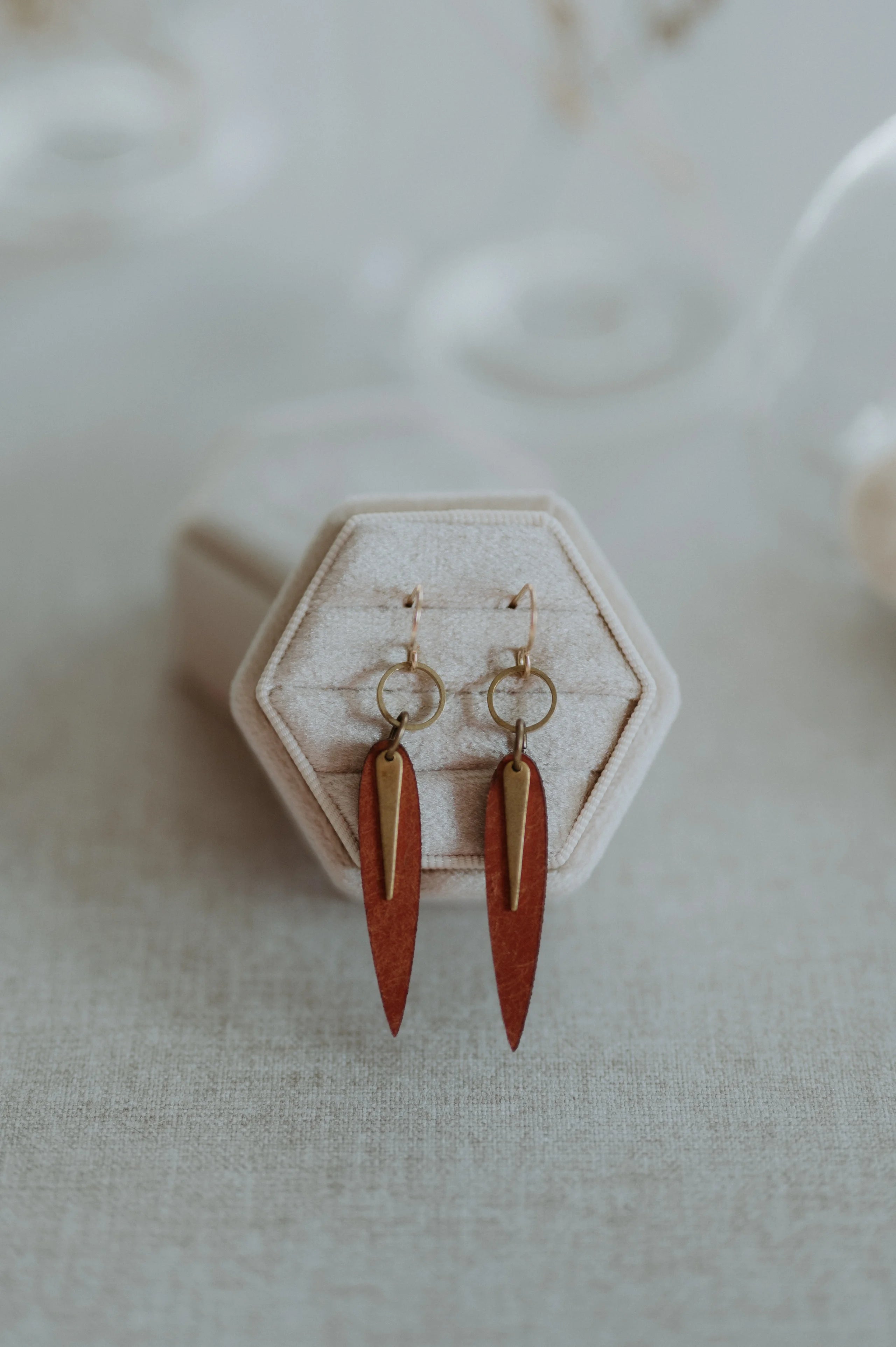 Sunward Sundown Earrings - Red Leather