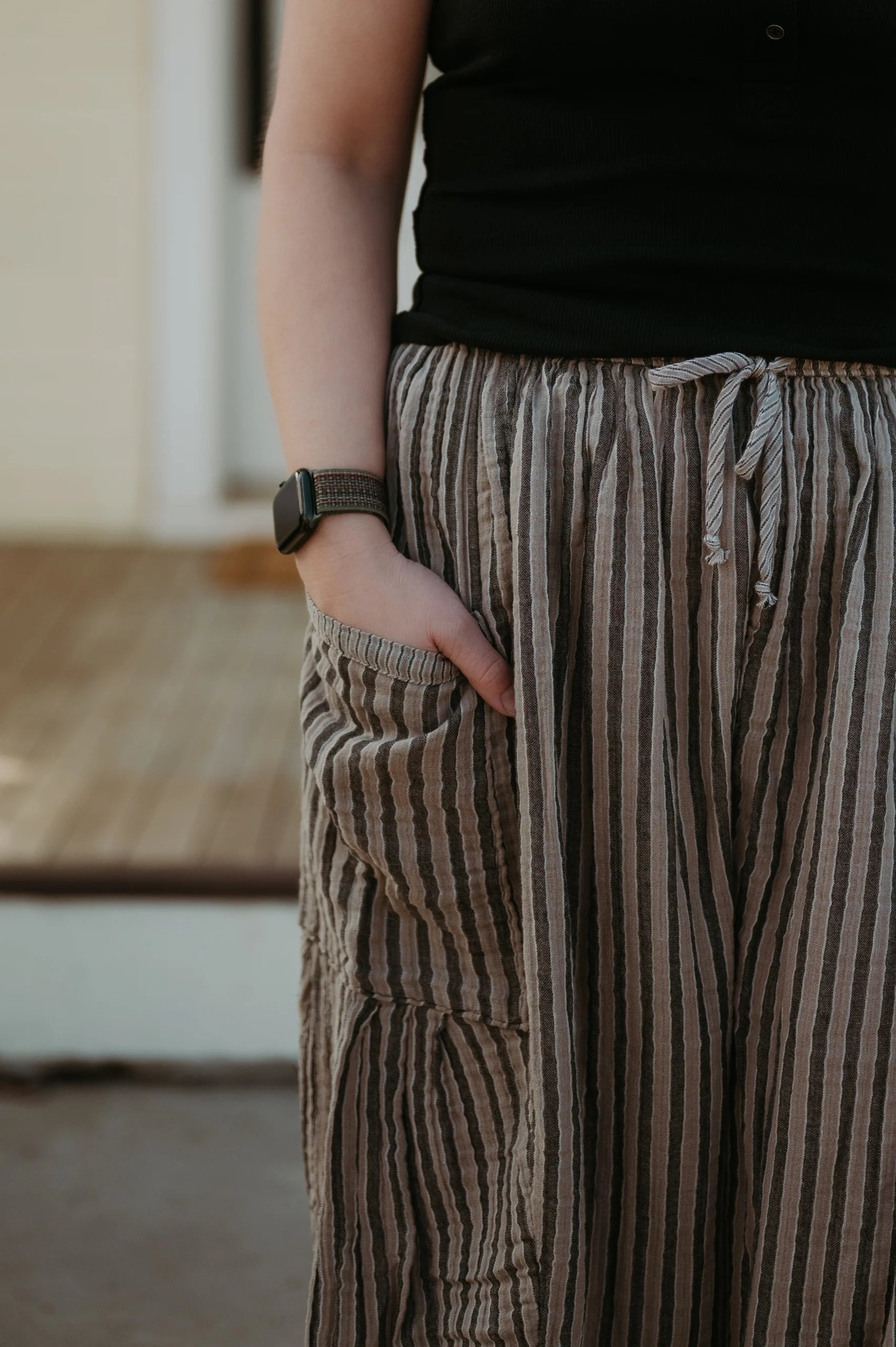 Free People- Striped Quinn Pant