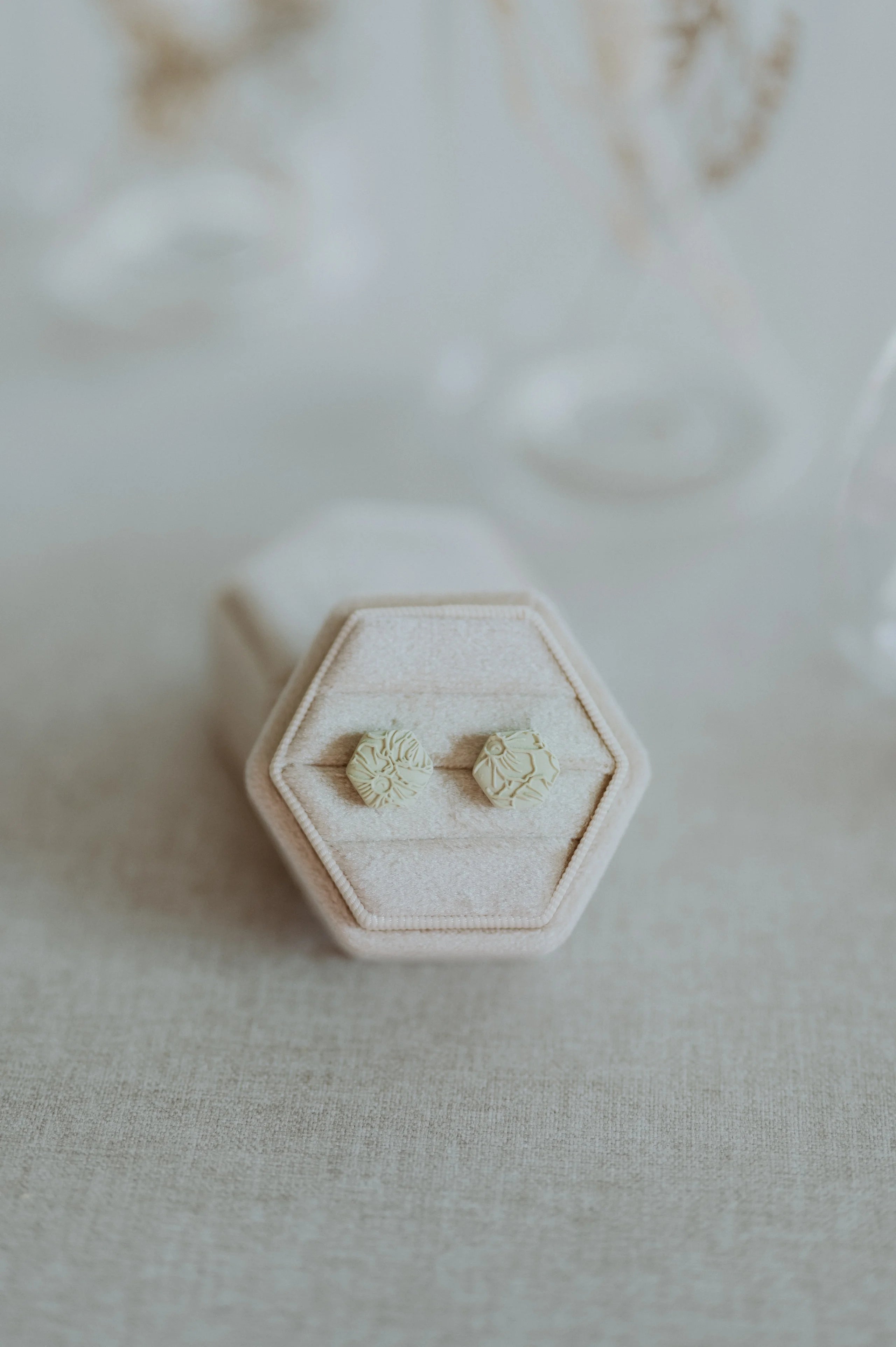Clover + Coast  Green Hexagon Clay Stud Earrings