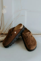 Birkenstocks Papillio Boston Chuncky Suede (Dark Tea)