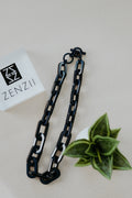 Zenzii Resin Cable Link Collar Necklace Navy