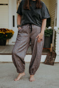 NoaBoa Cheetah Print Chocolate and Black Sweat Pant