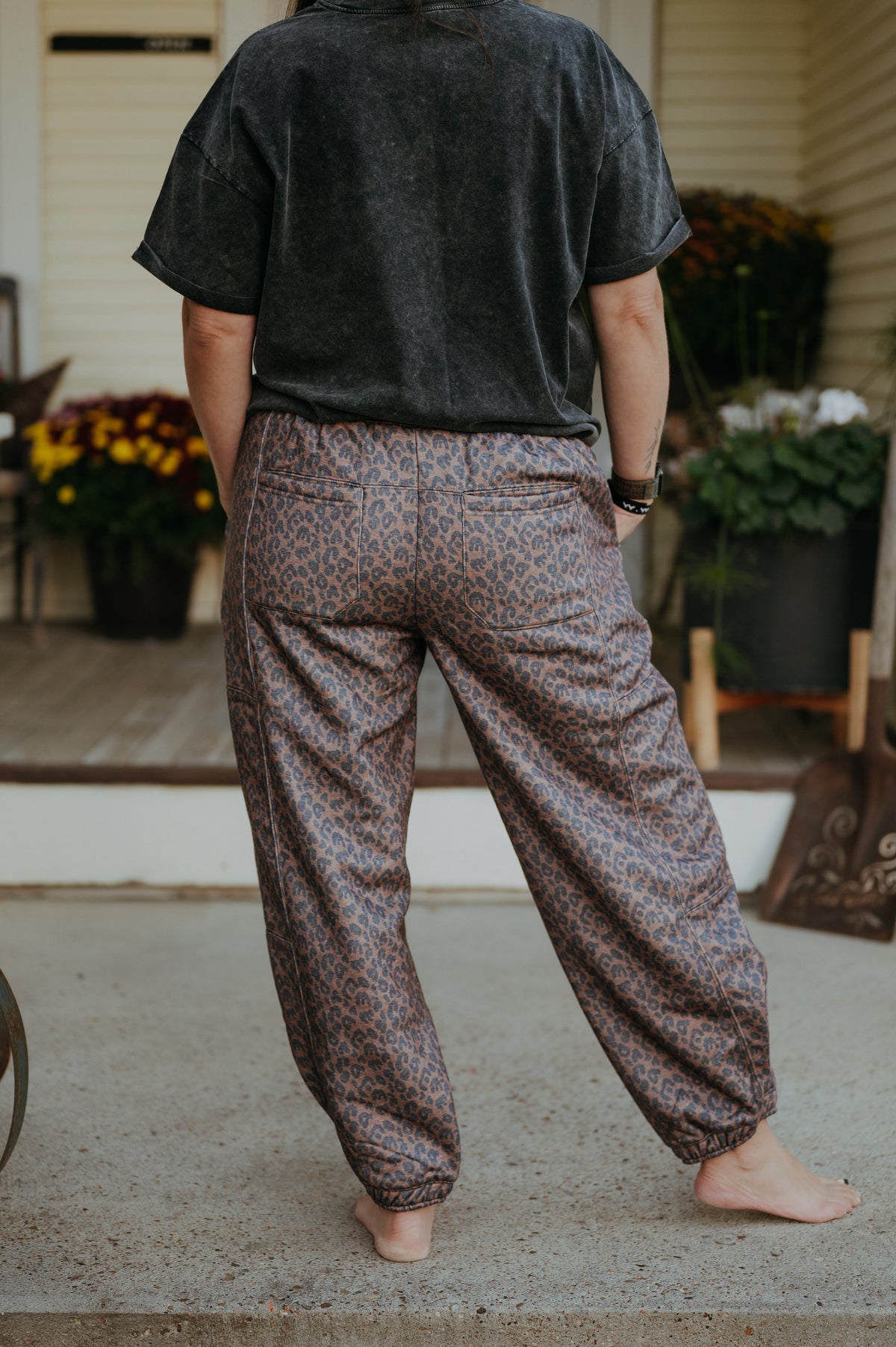 NoaBoa Cheetah Print Chocolate and Black Sweat Pant