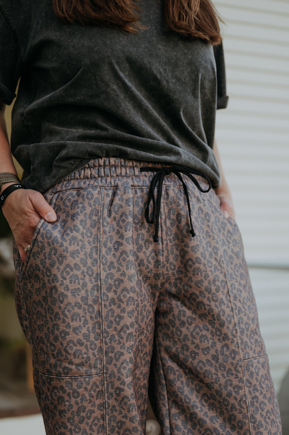 NoaBoa Cheetah Print Chocolate and Black Sweat Pant