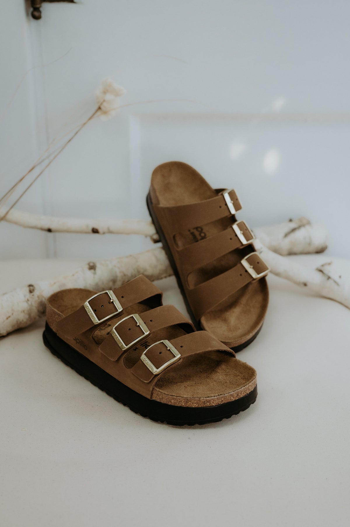 Birkenstock Florida III Flex Platform Nubuck Leather Dark Tea