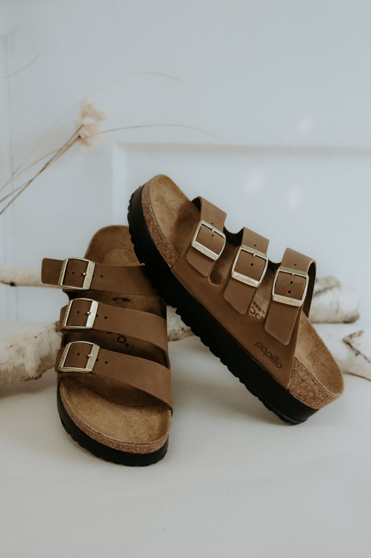 Birkenstock Florida III Flex Platform Nubuck Leather Dark Tea