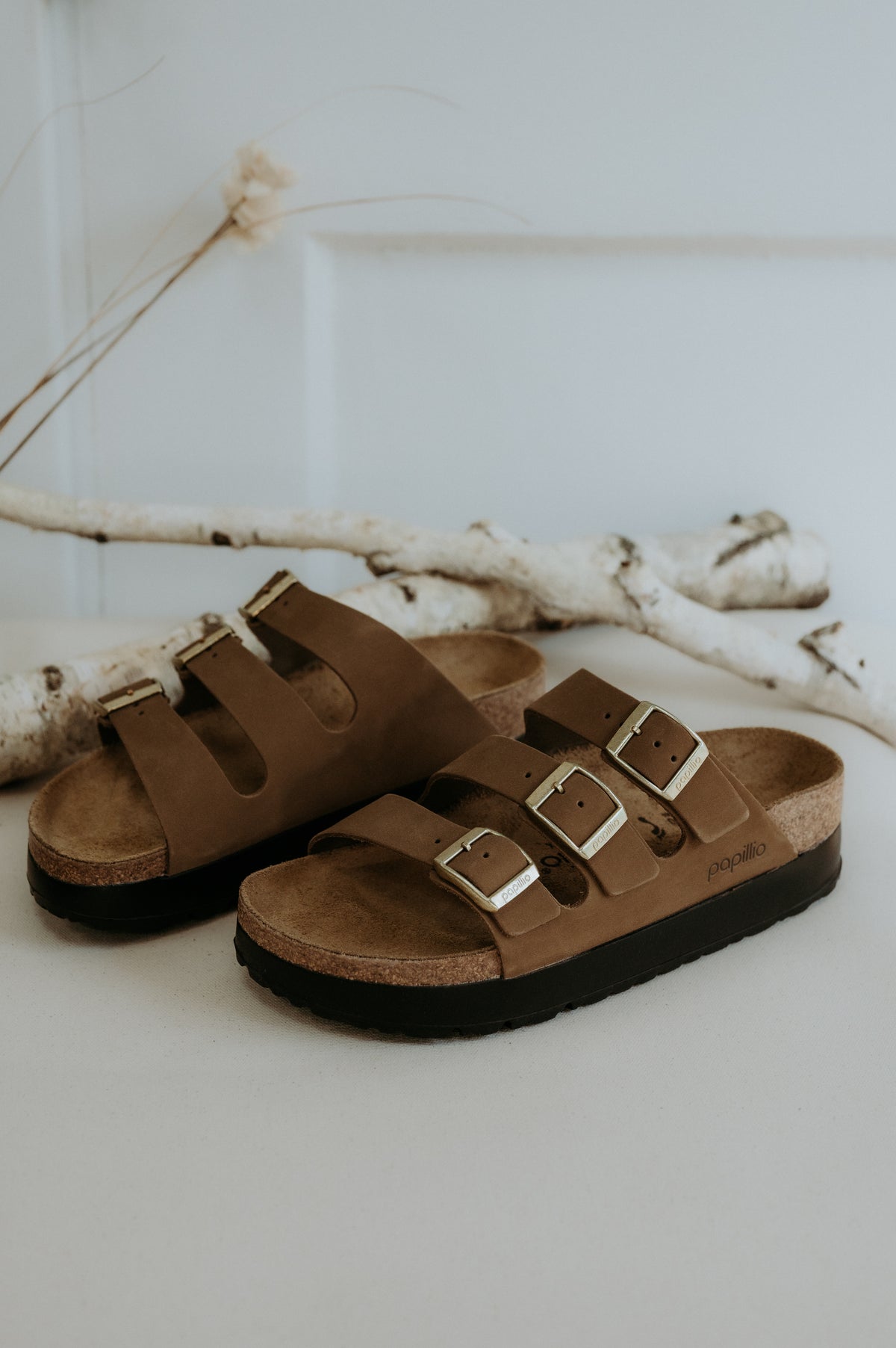 Birkenstock Florida III Flex Platform Nubuck Leather Dark Tea