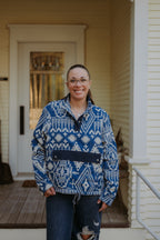 Pendleton Double Soft Half-Snap Pullover Cobalt Blue
