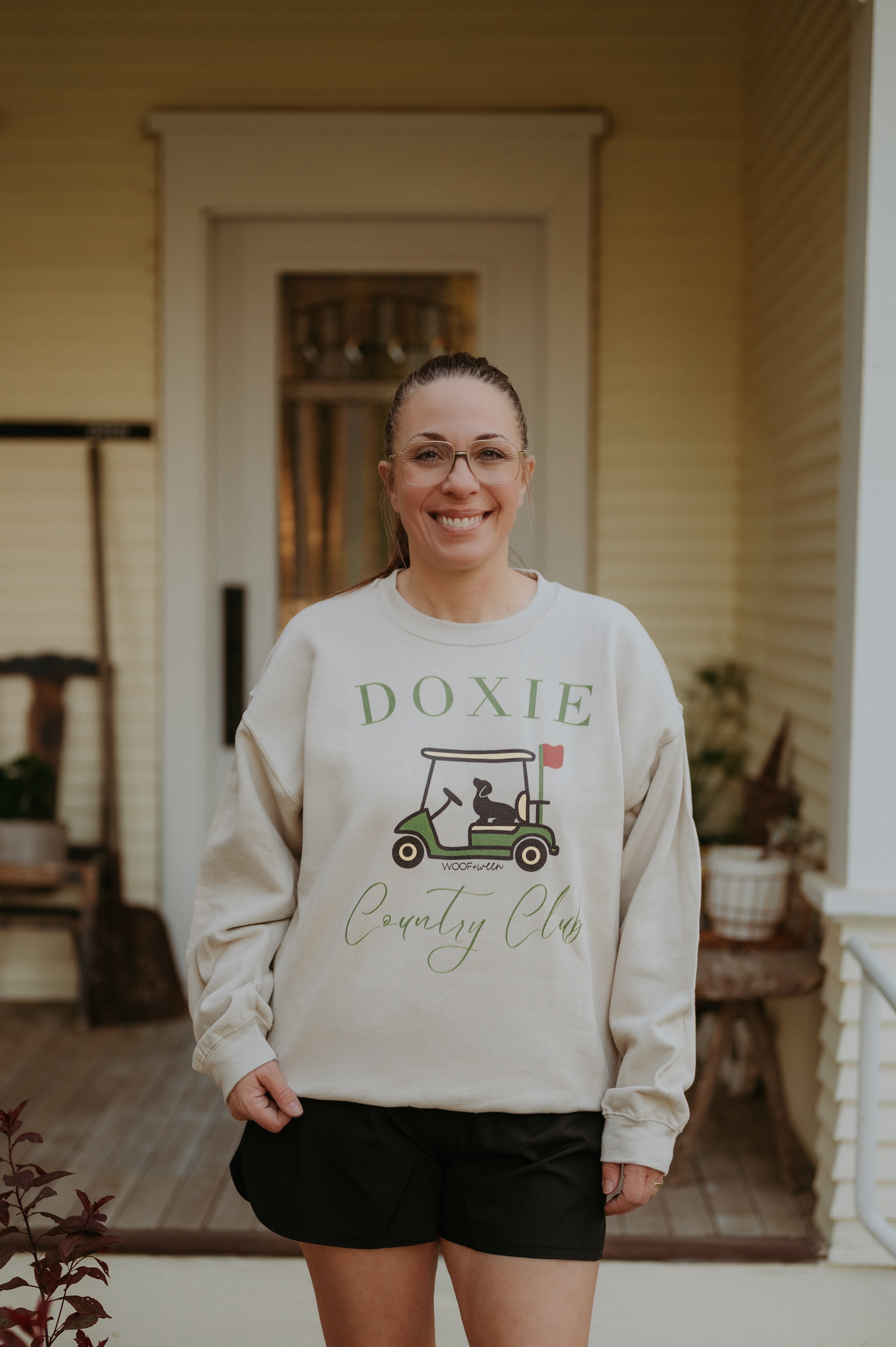 Woof+Ween Doxie Country Club Crewneck Sweatshirt Sand