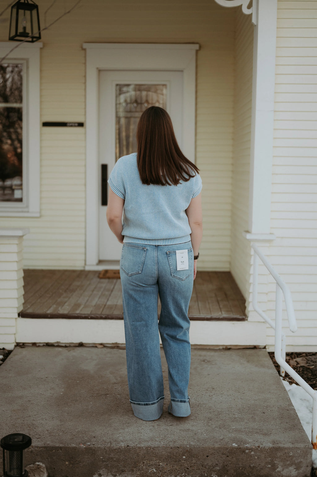 Hidden Ella Medium Wash High Rise Cuffed Classic Straight Jean