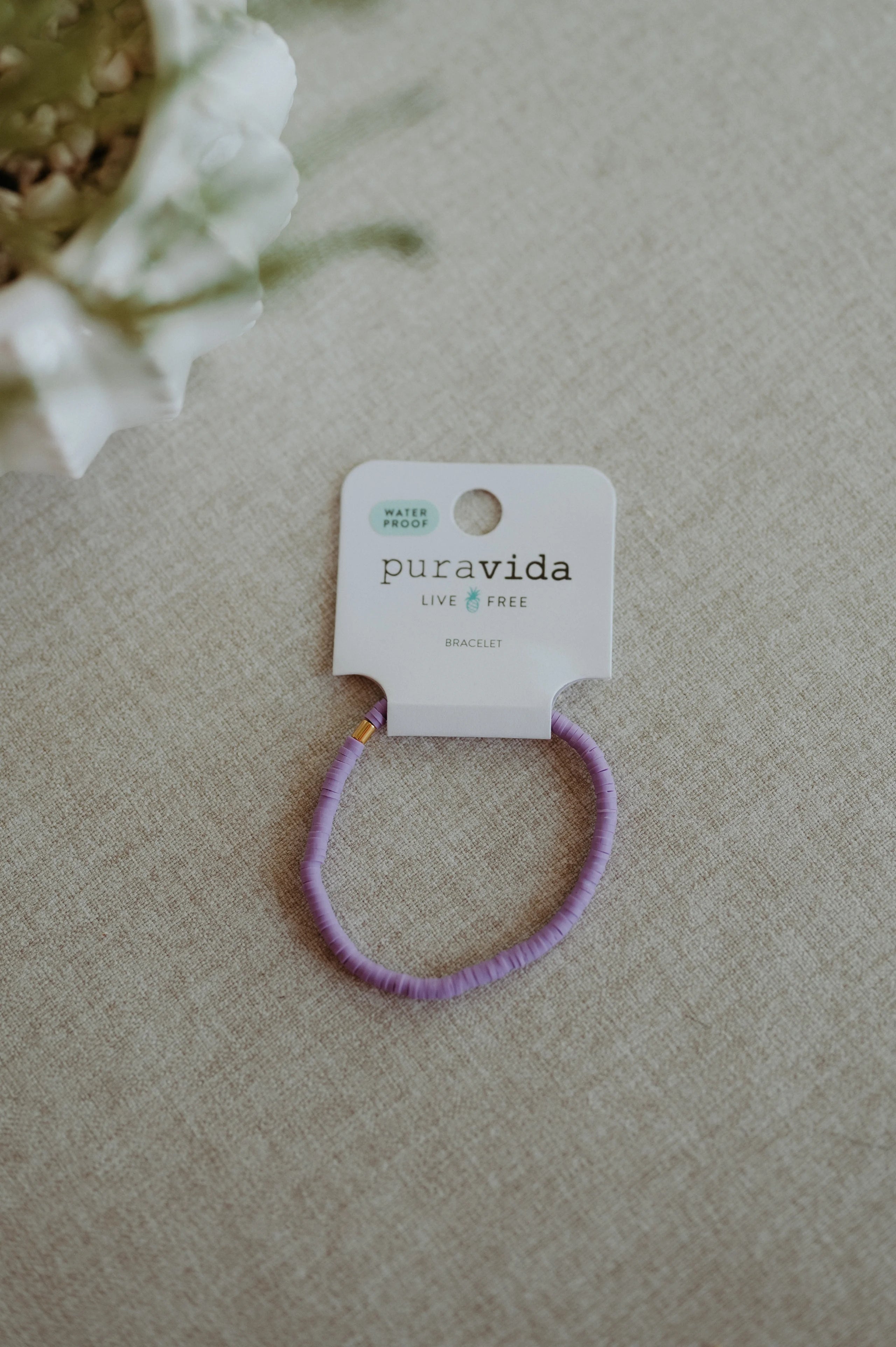 Puravida Cabrillo Vinyl Disc Stretch Bracelet (Purple)