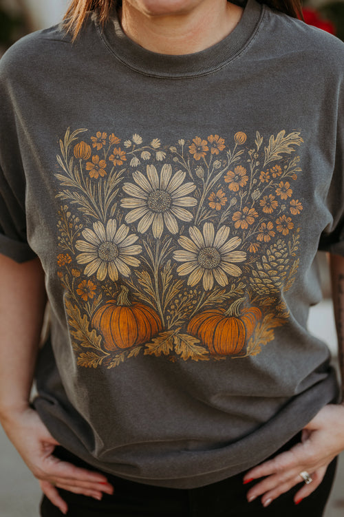 Autumn Wildflowers Pumpkin Tee