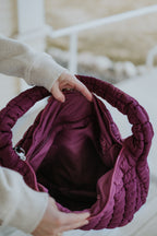 Free People Quilted Carryall Bag - Mulberry