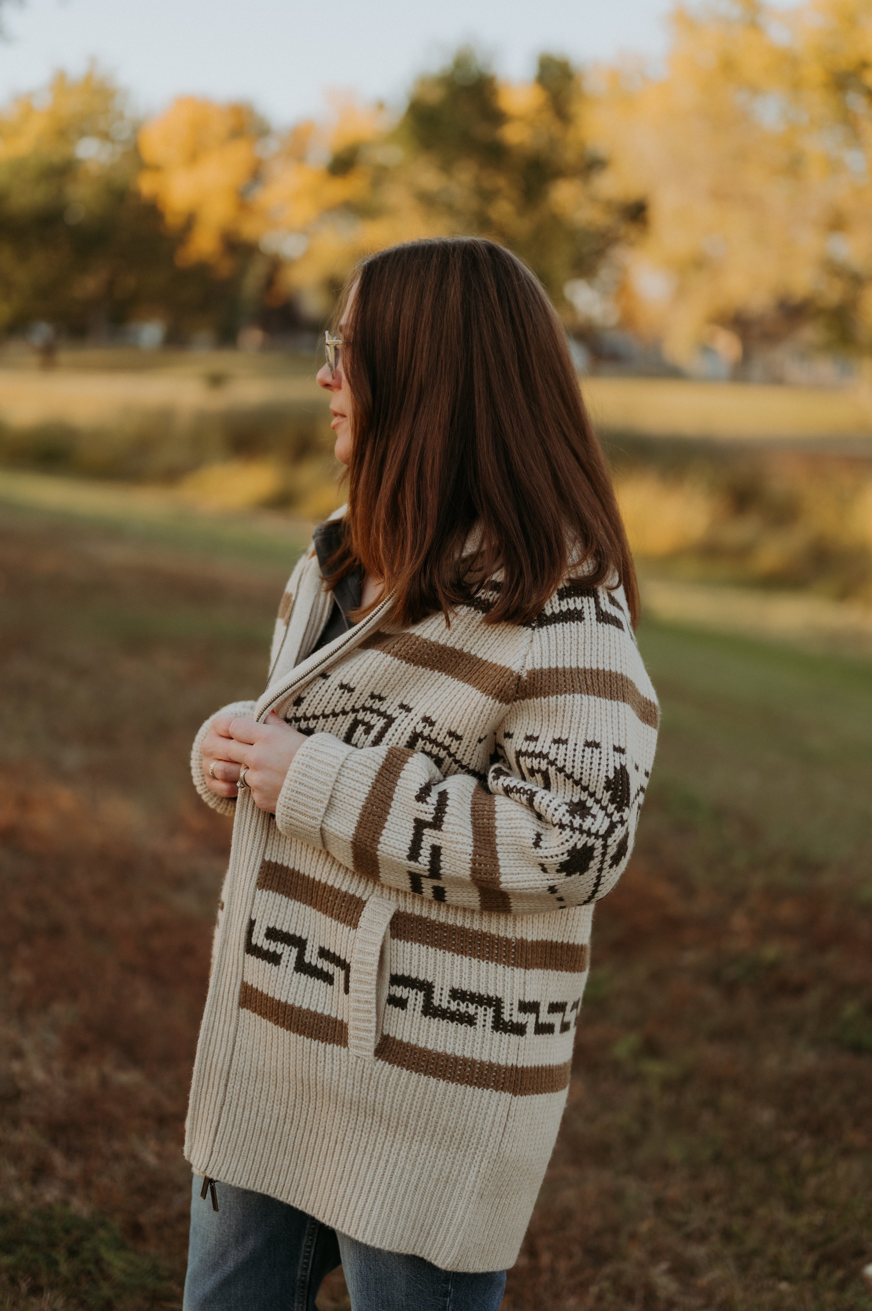Pendleton- Long Westerley Cardigan (Tan/Brown Multi)