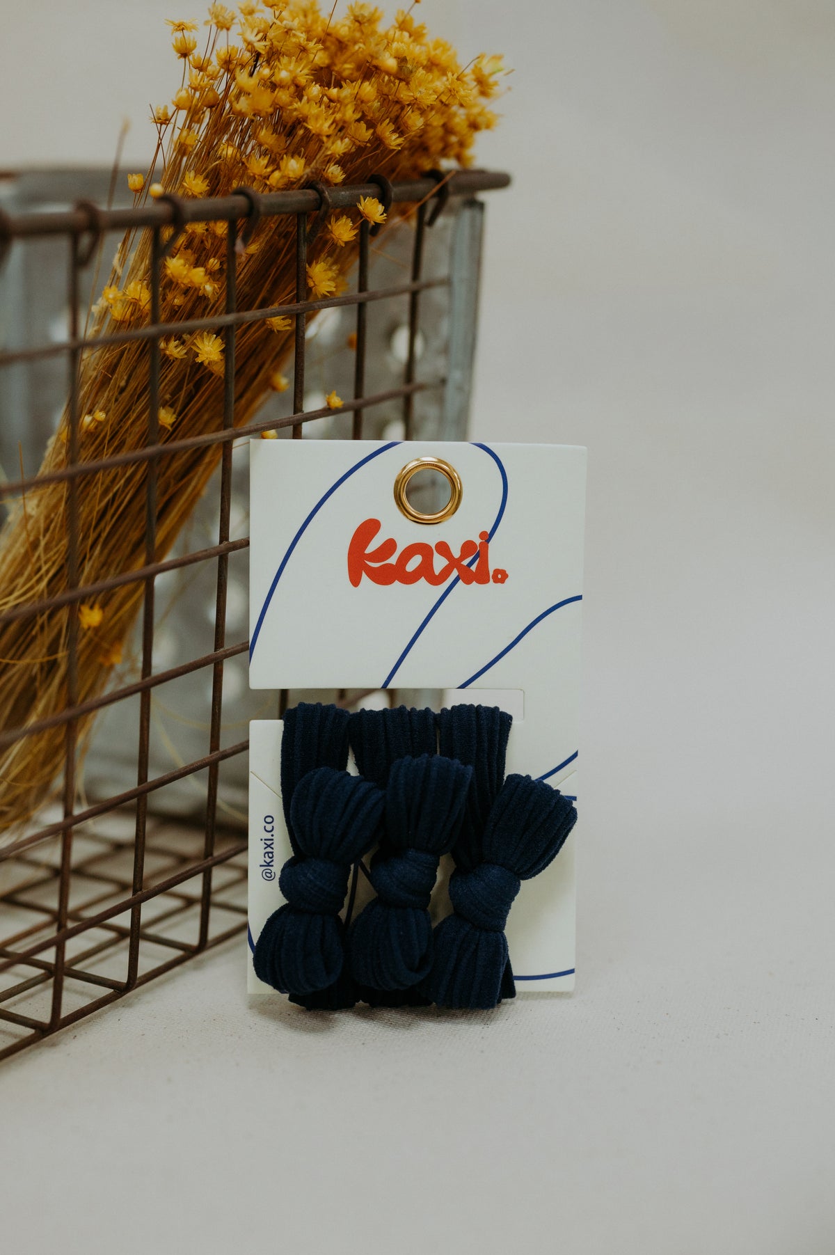 Kaxi Bow Slick Back Ponytails (Pack Of 3) Navy Blue