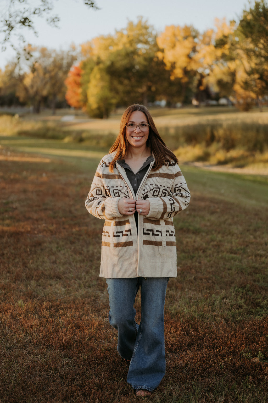 Pendleton- Long Westerley Cardigan (Tan/Brown Multi)