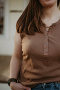 Flag & Anthem Denning Henley Tank - Brown
