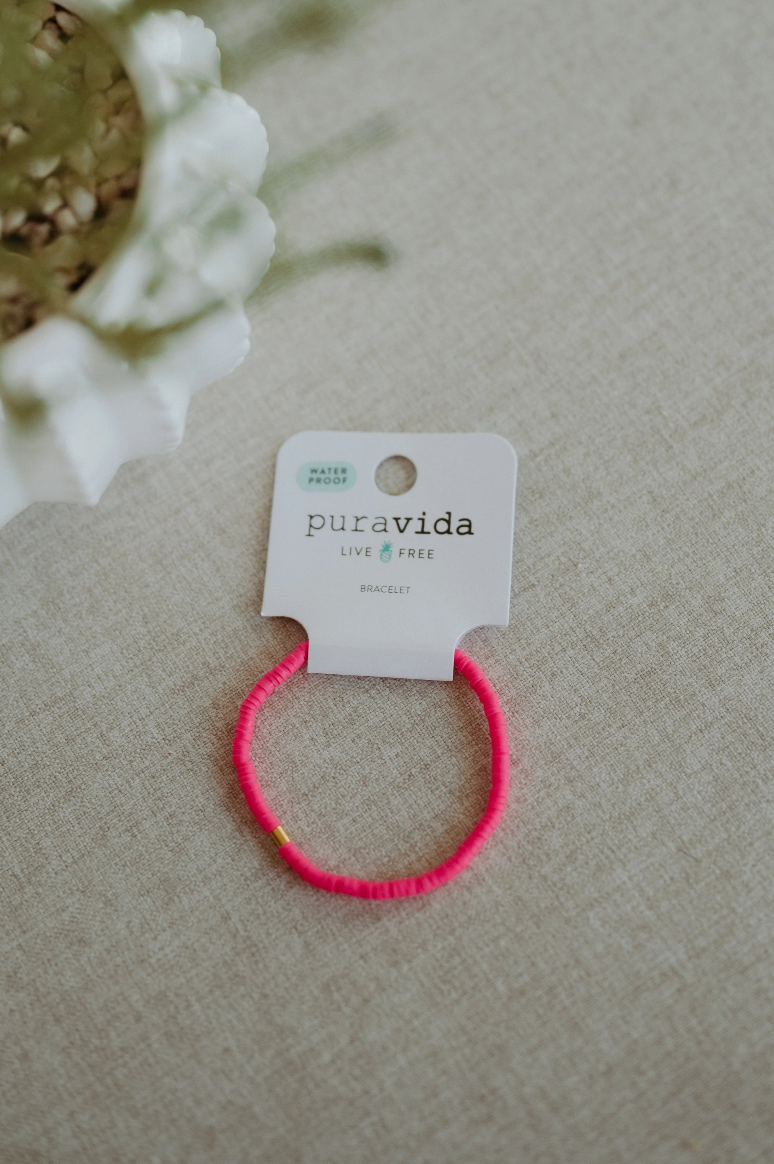 Puravida Cabrillo Vinyl Disc Stretch Bracelet (Pink)