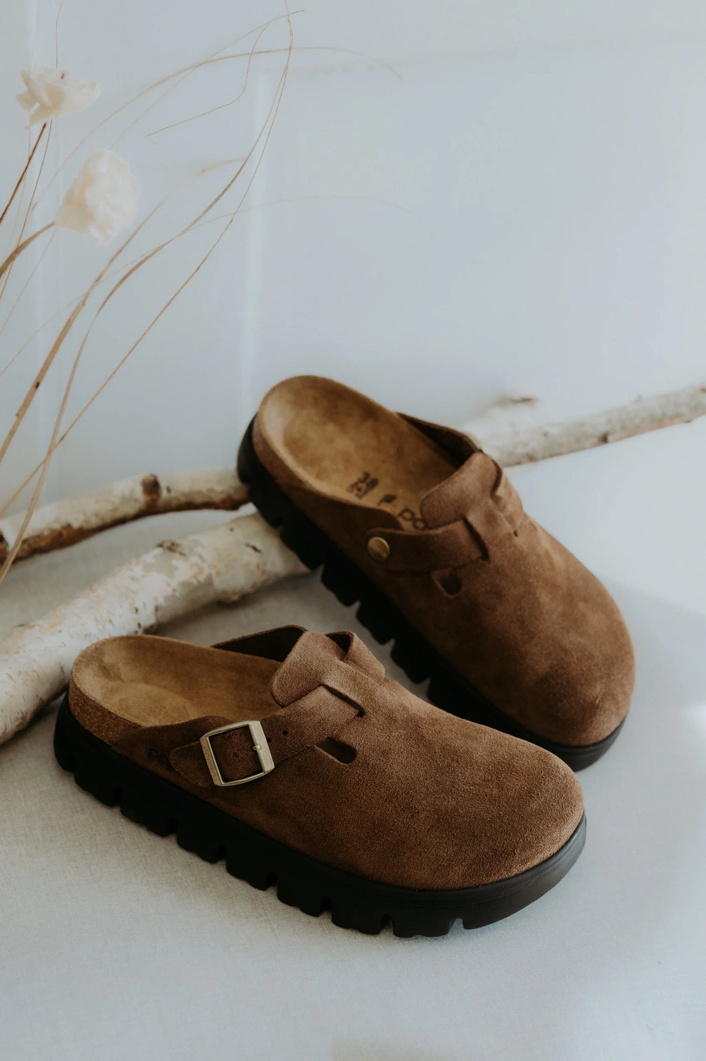 Birkenstocks Papillio Boston Chuncky Suede (Dark Tea)