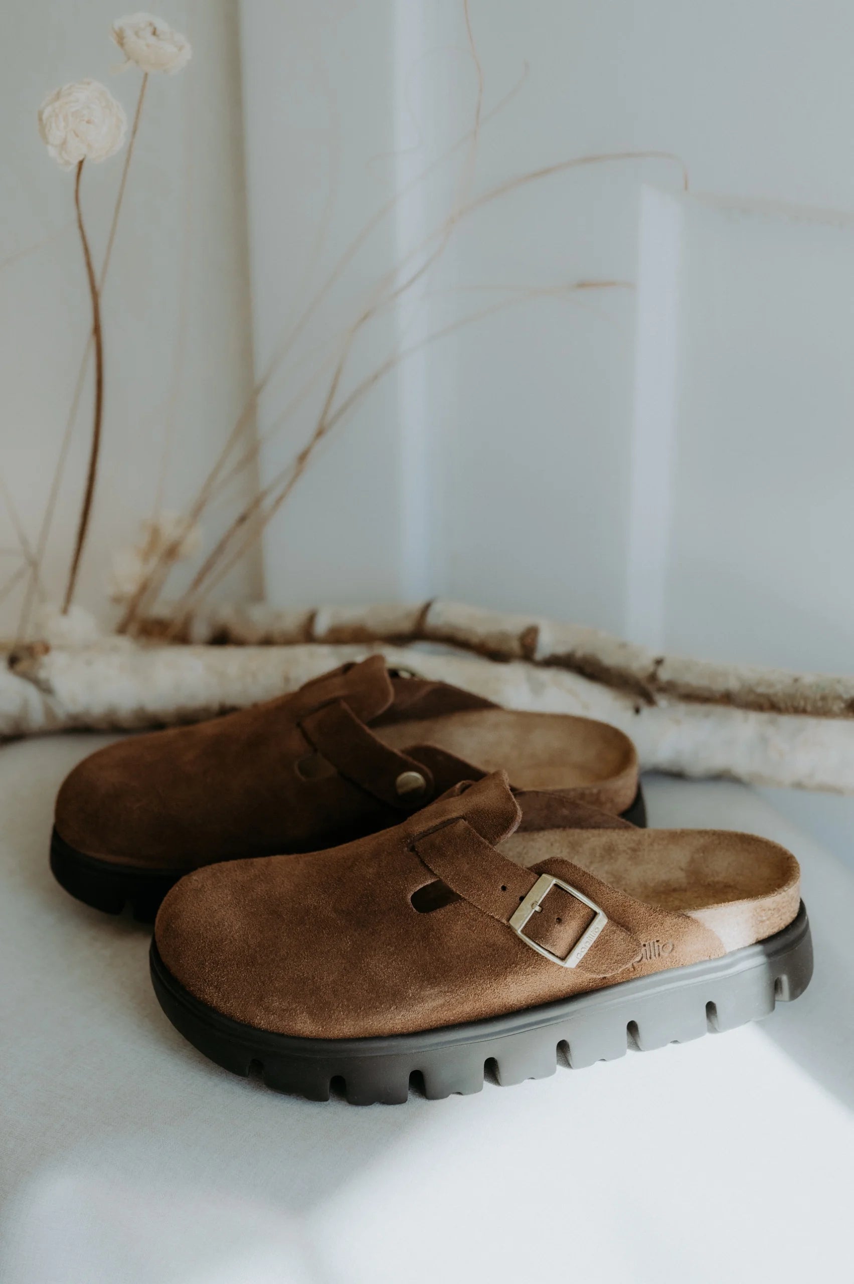Birkenstocks Papillio Boston Chuncky Suede (Dark Tea)