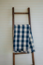 Pendleton Block Plaid Fringed Cotton Throw (Indigo)