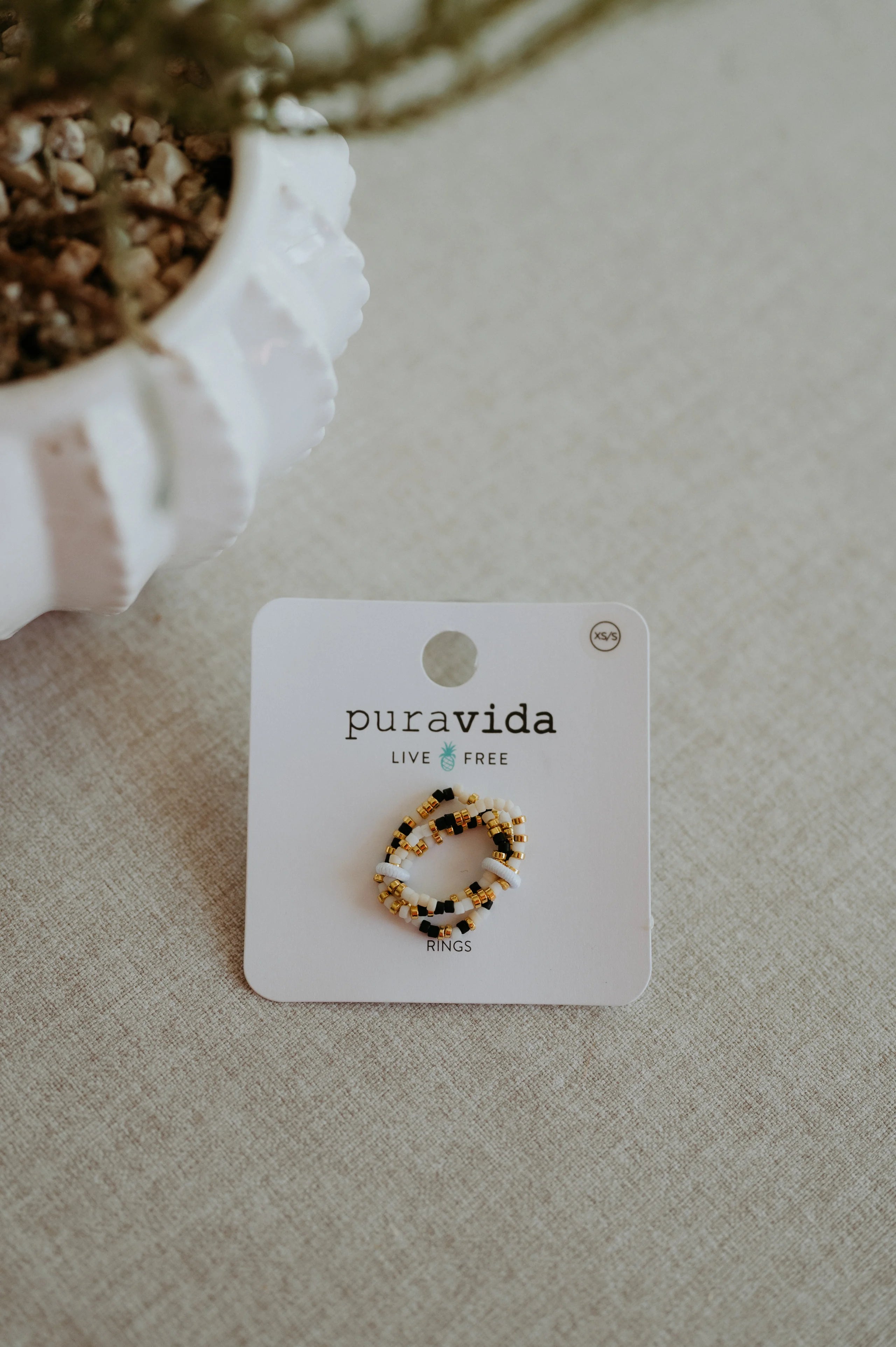 Puravida Mixed Seed Bead Stretch Ring Set M/L