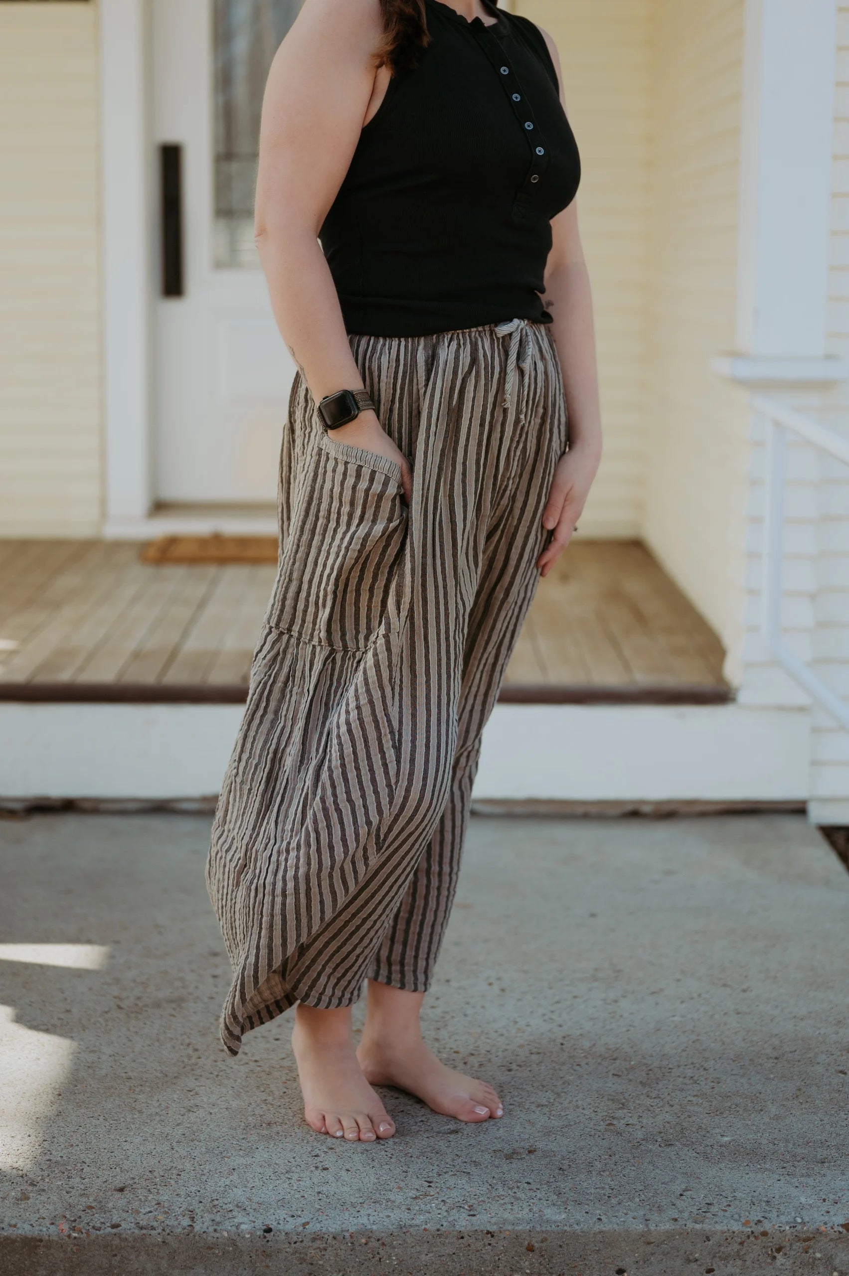 Free People- Striped Quinn Pant