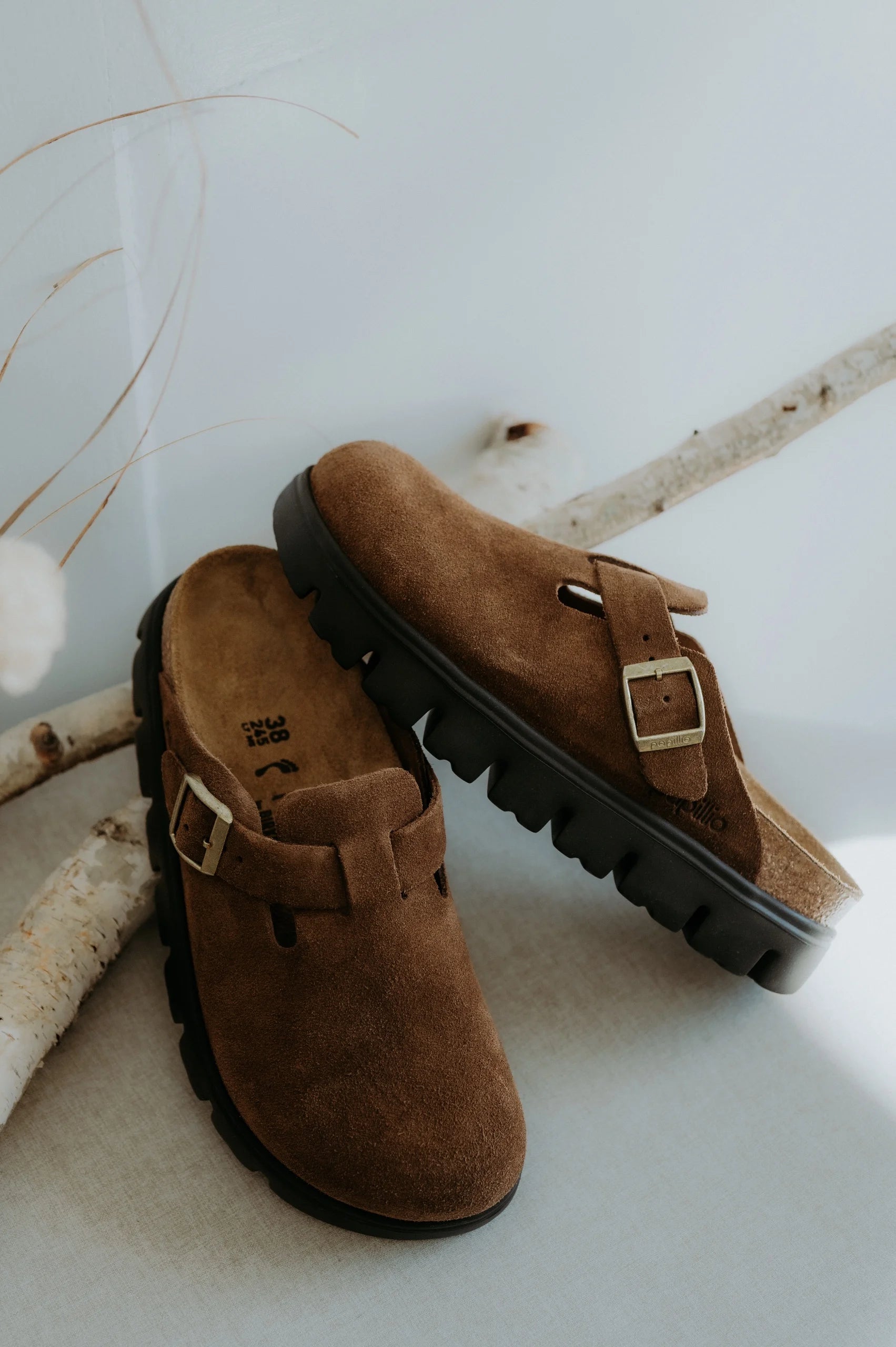 Birkenstocks Papillio Boston Chuncky Suede (Dark Tea)