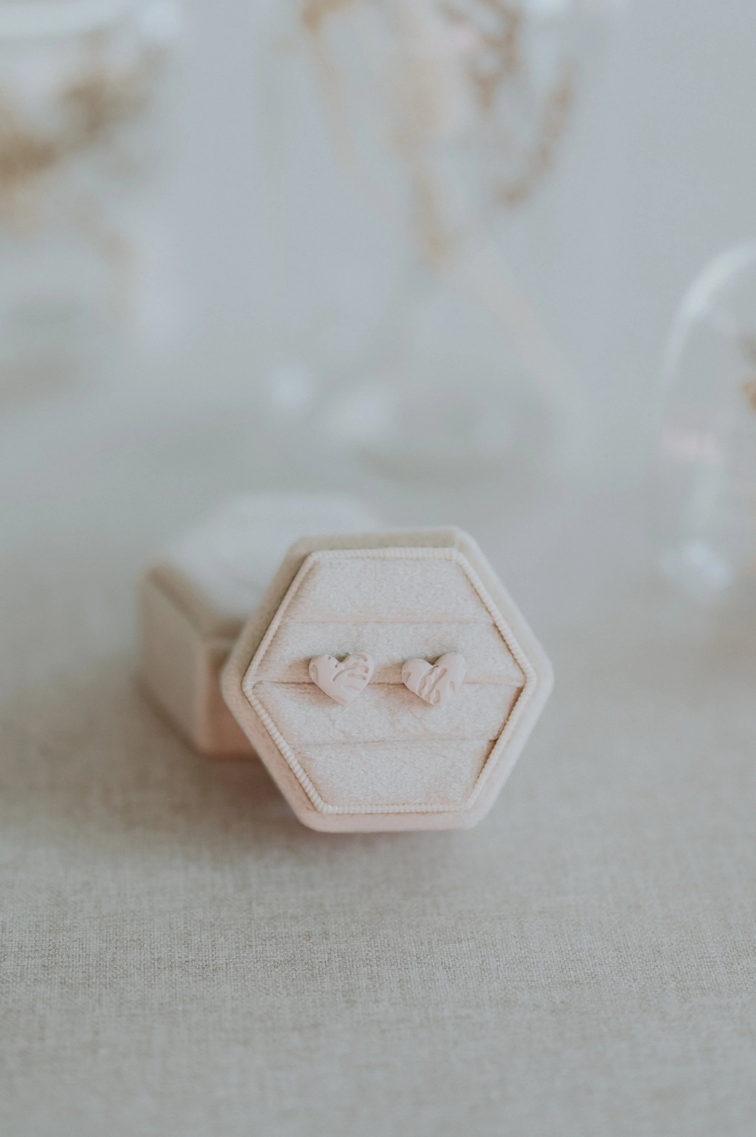 Clover + Coast Heart Clay Stud Earrings - Beige Design