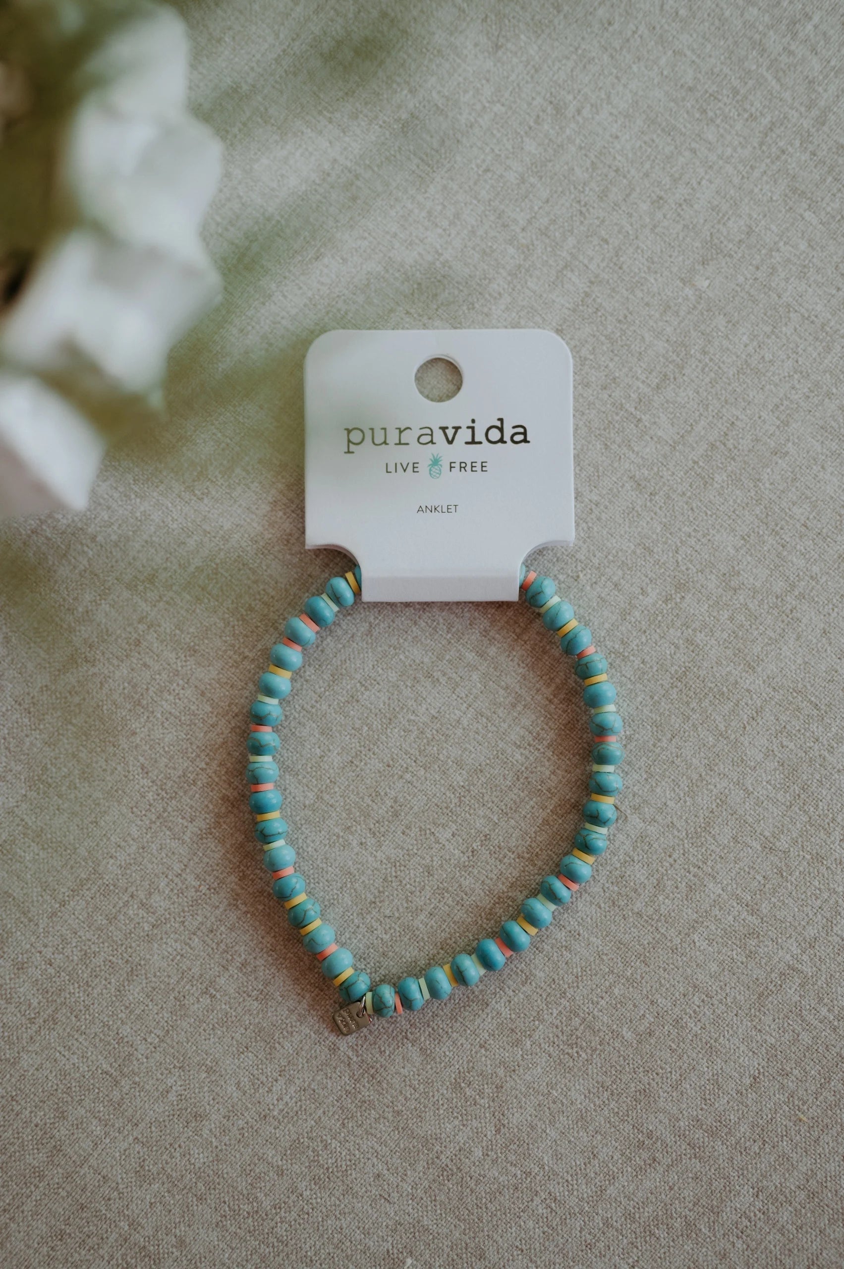 Puravida Toska Vinyl Disc Stretch Anklet