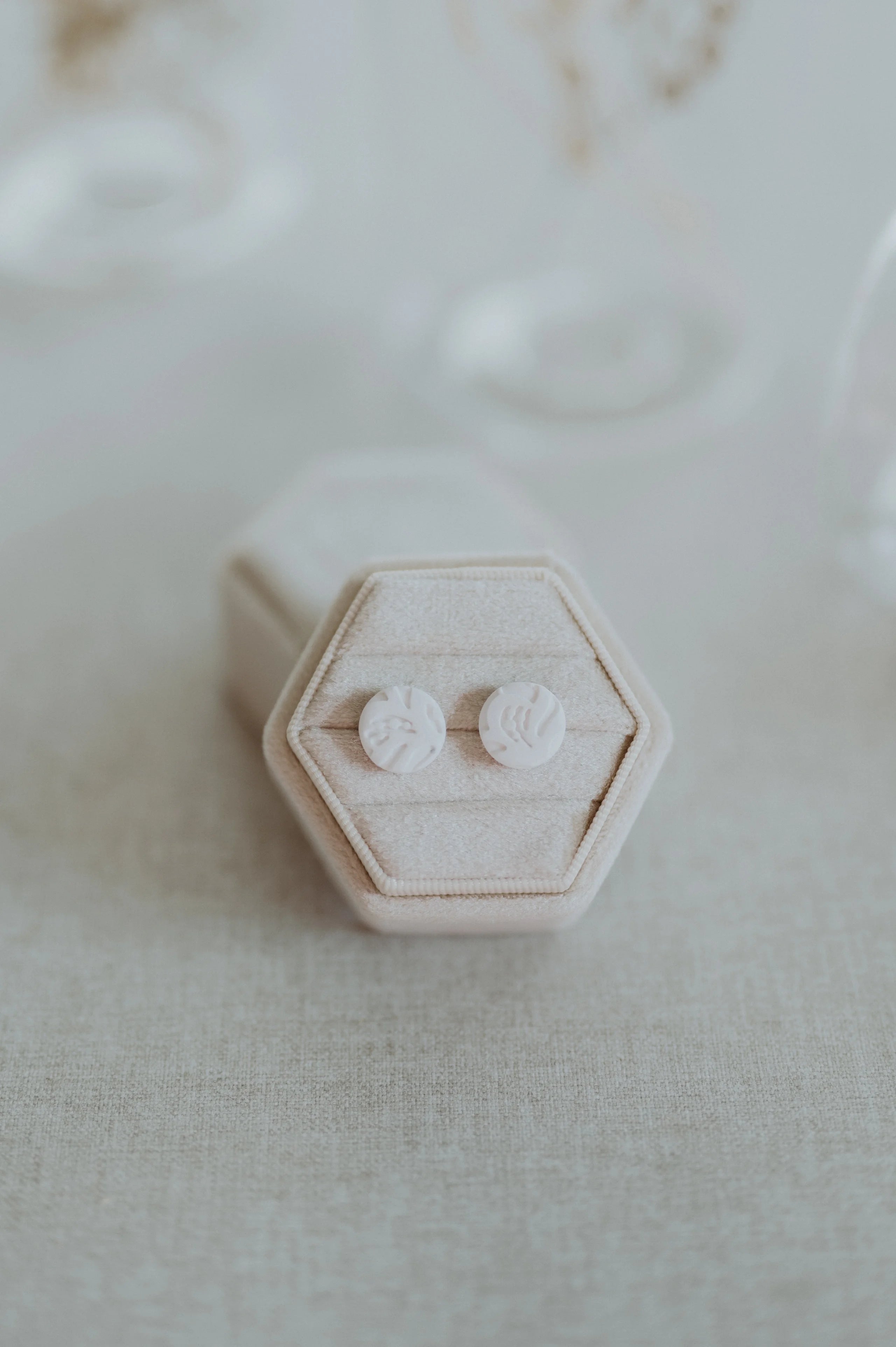 Clover + Coast  White Circle Clay Stud Earrings