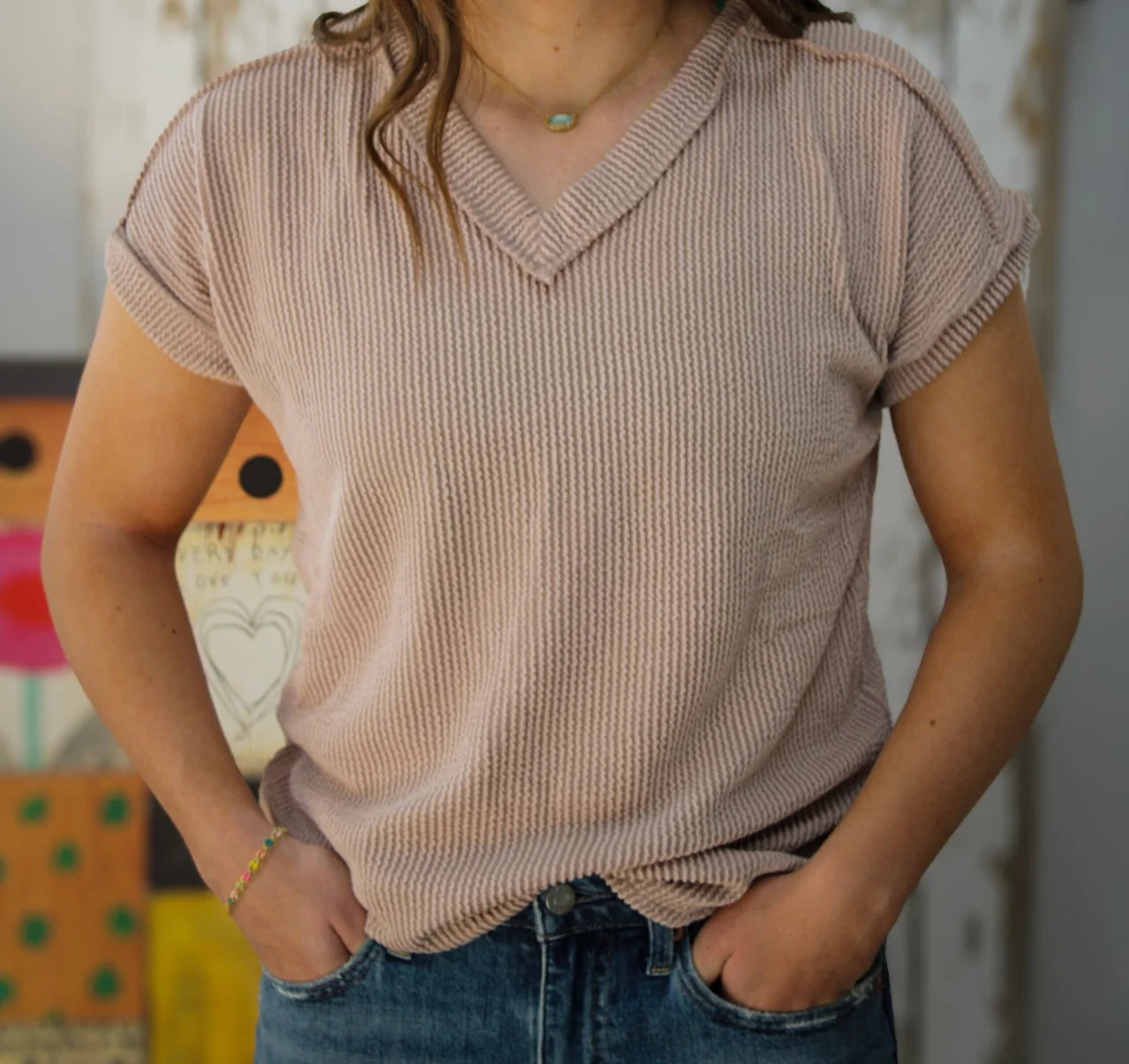 Zutter V-Neck Crinkle Top