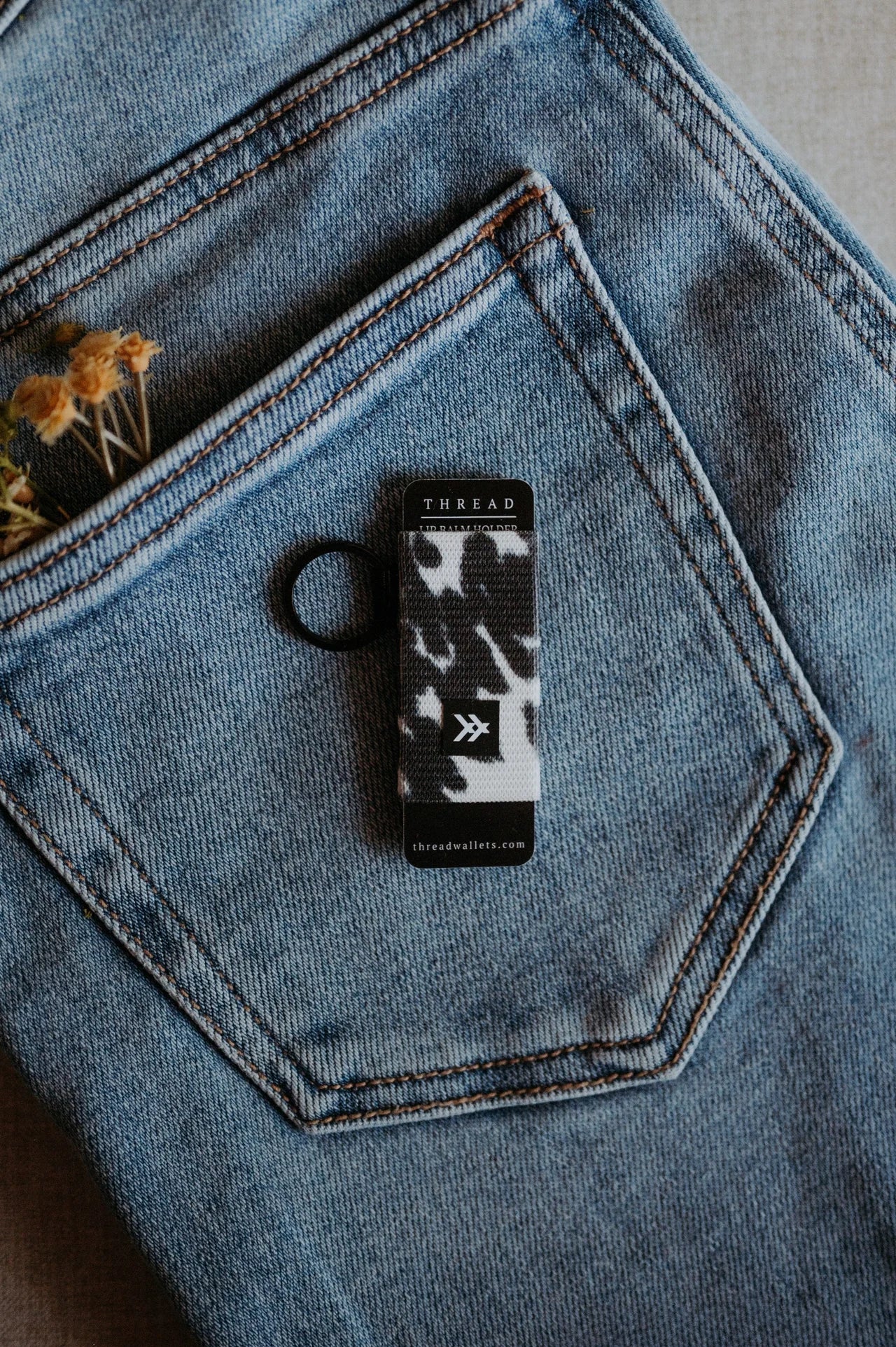 Thread Lip Balm Holder (Cow Print)