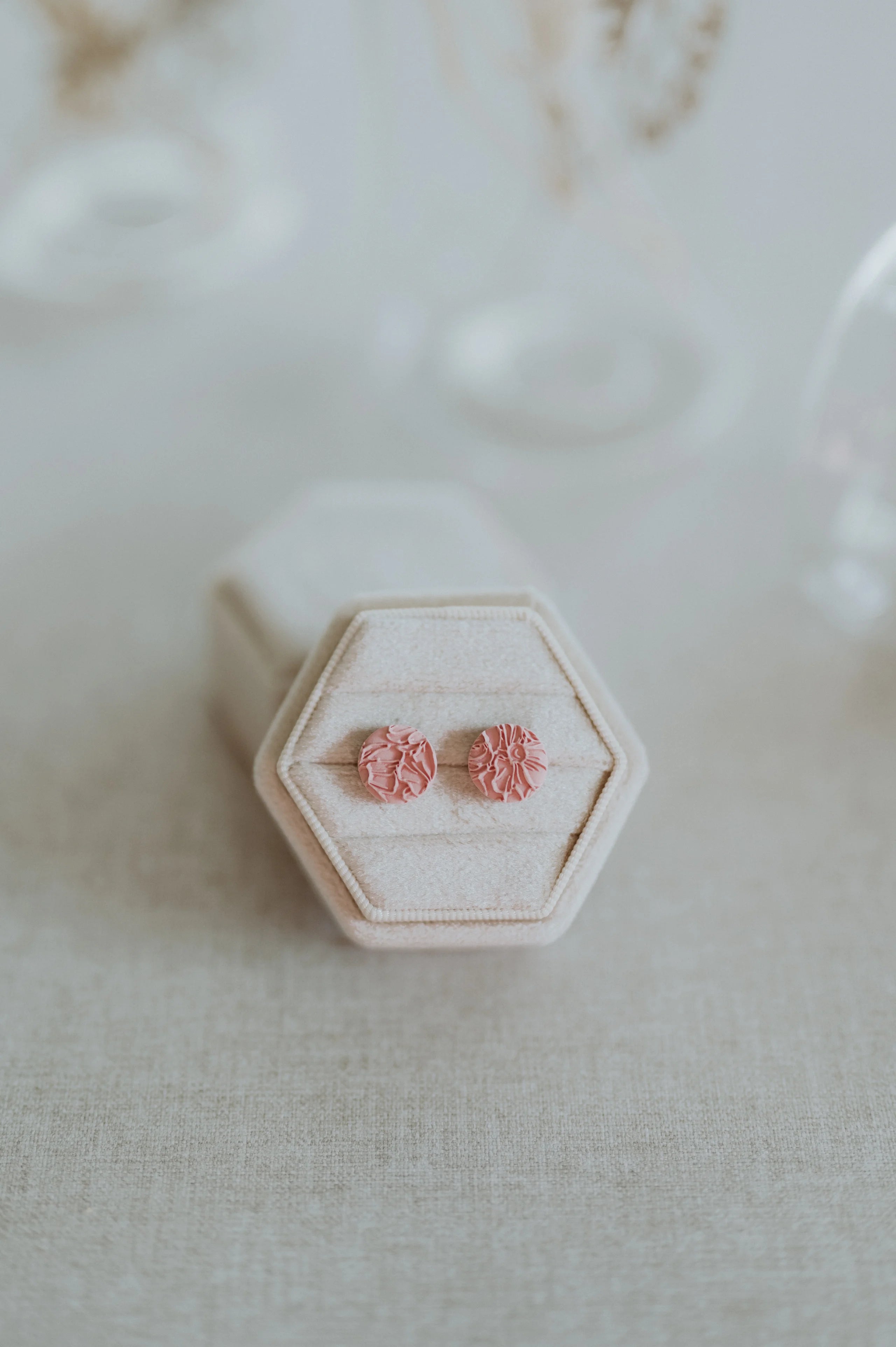 Clover + Coast Pink Circle Clay Stud Earrings
