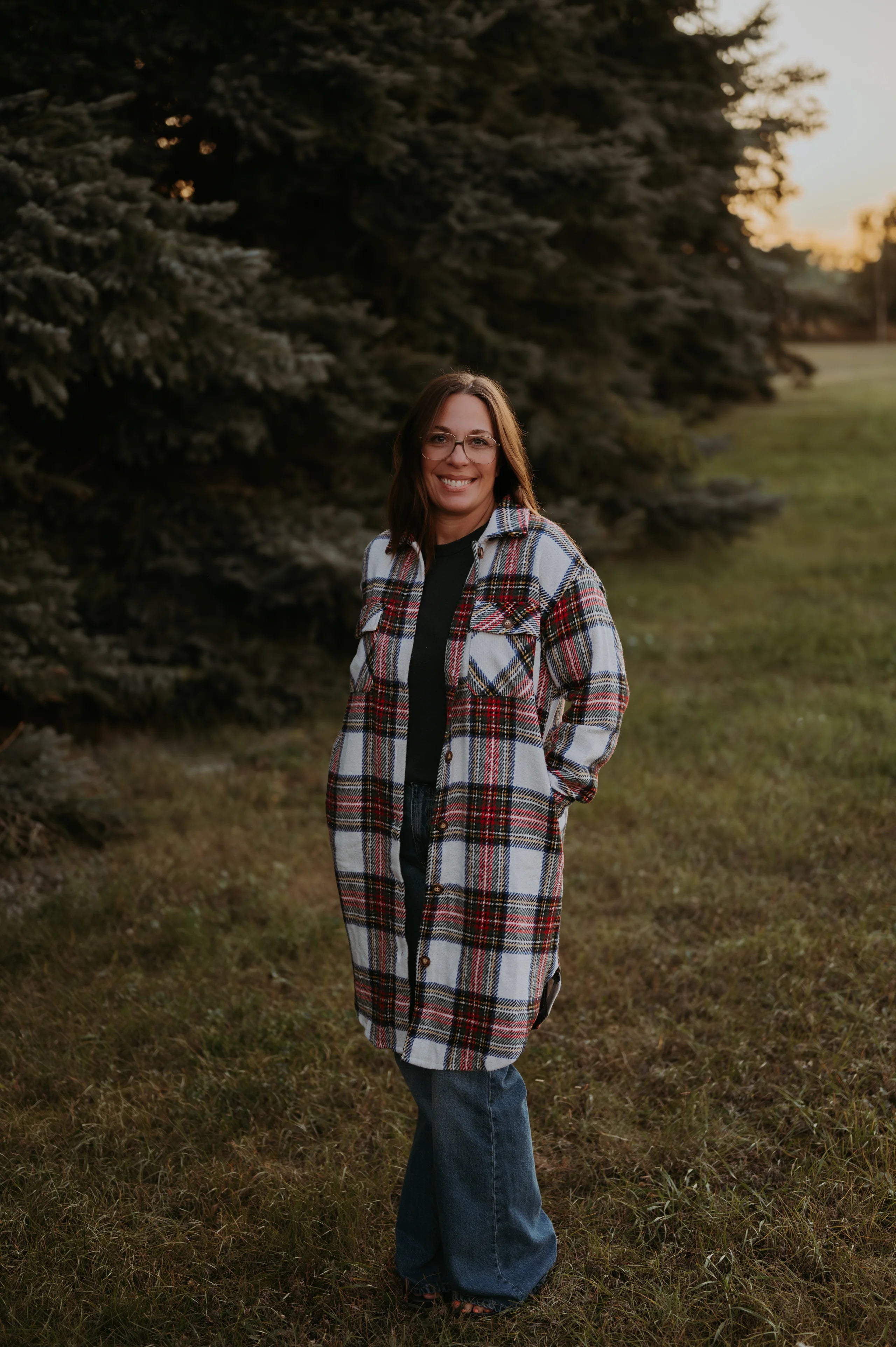 Panache Ivory And Multicolored Plaid Long Flannel