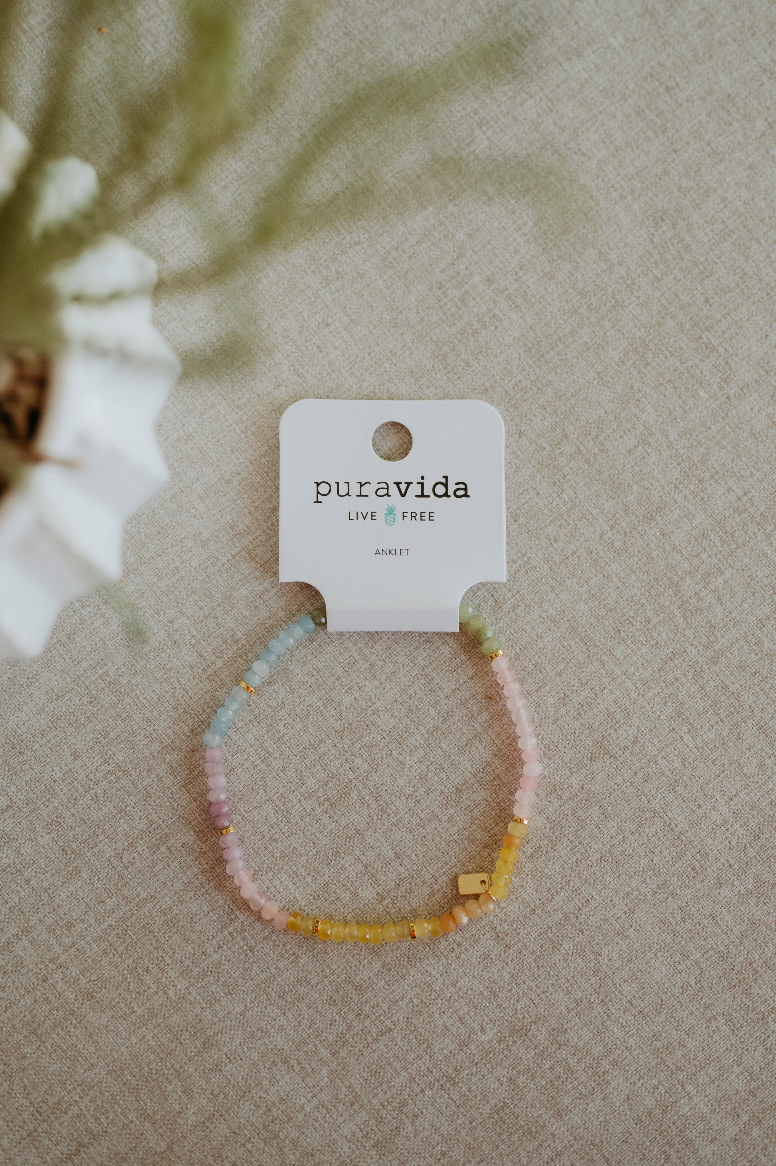 Puravida Ombre Rainbow Bead Stretch Anklet