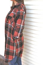 Panache Rust, Black and White Long Flannel