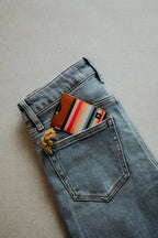 Thread Vertical Leather Wallet (Renea Green/Red)