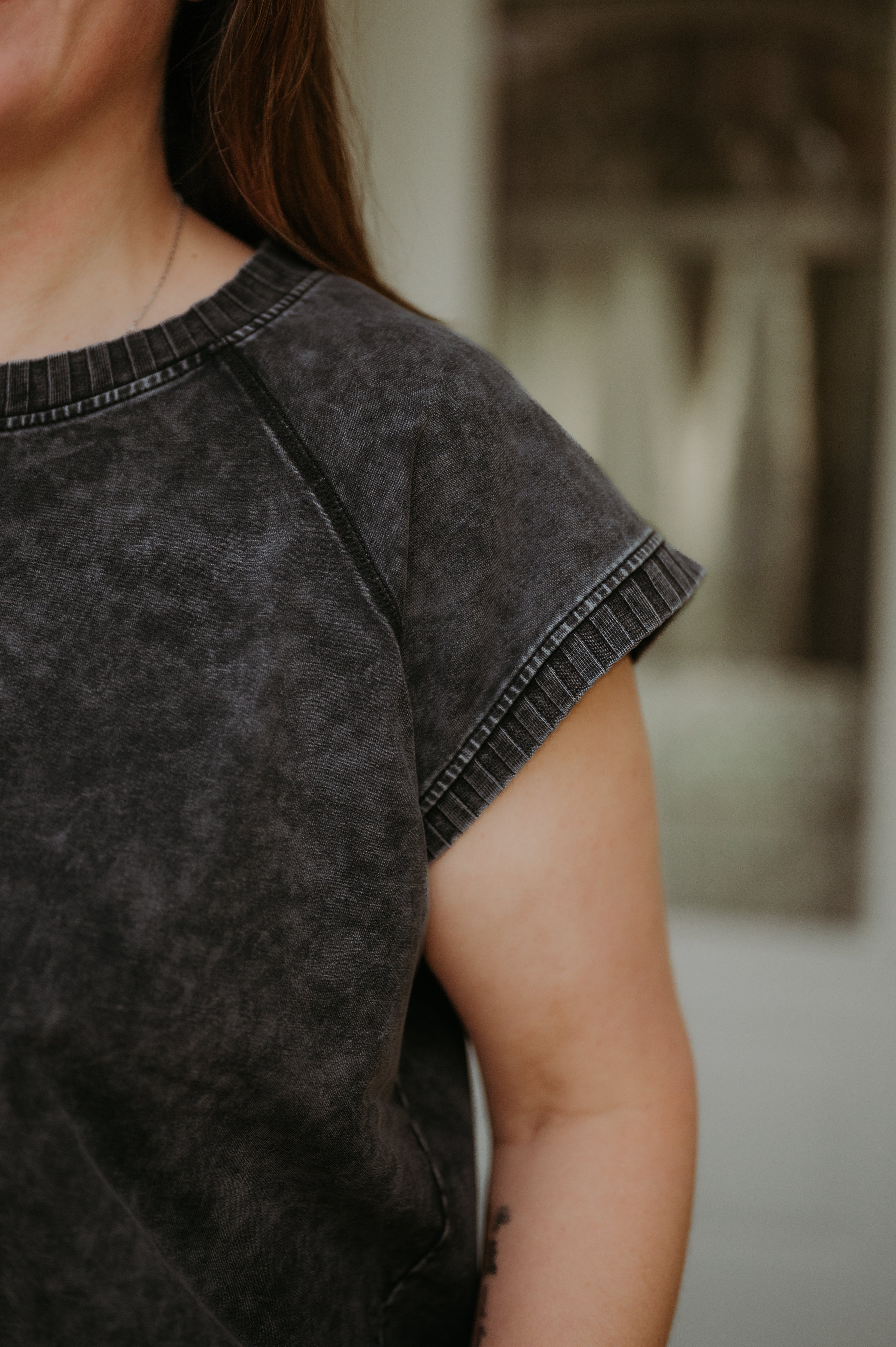 Flag & Anthem Hana Dolman Washed Lounge Tee Charcoal
