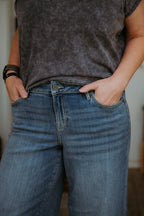 Hidden Nori Mid Rise Wide Leg Stretch Cuffed