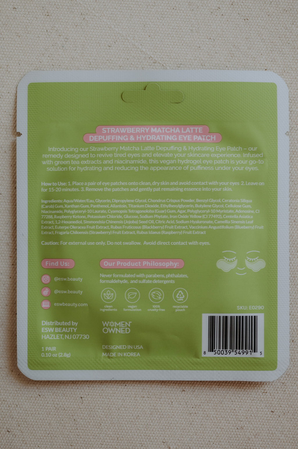 ESW Strawberry Matcha Latte Eye Patches