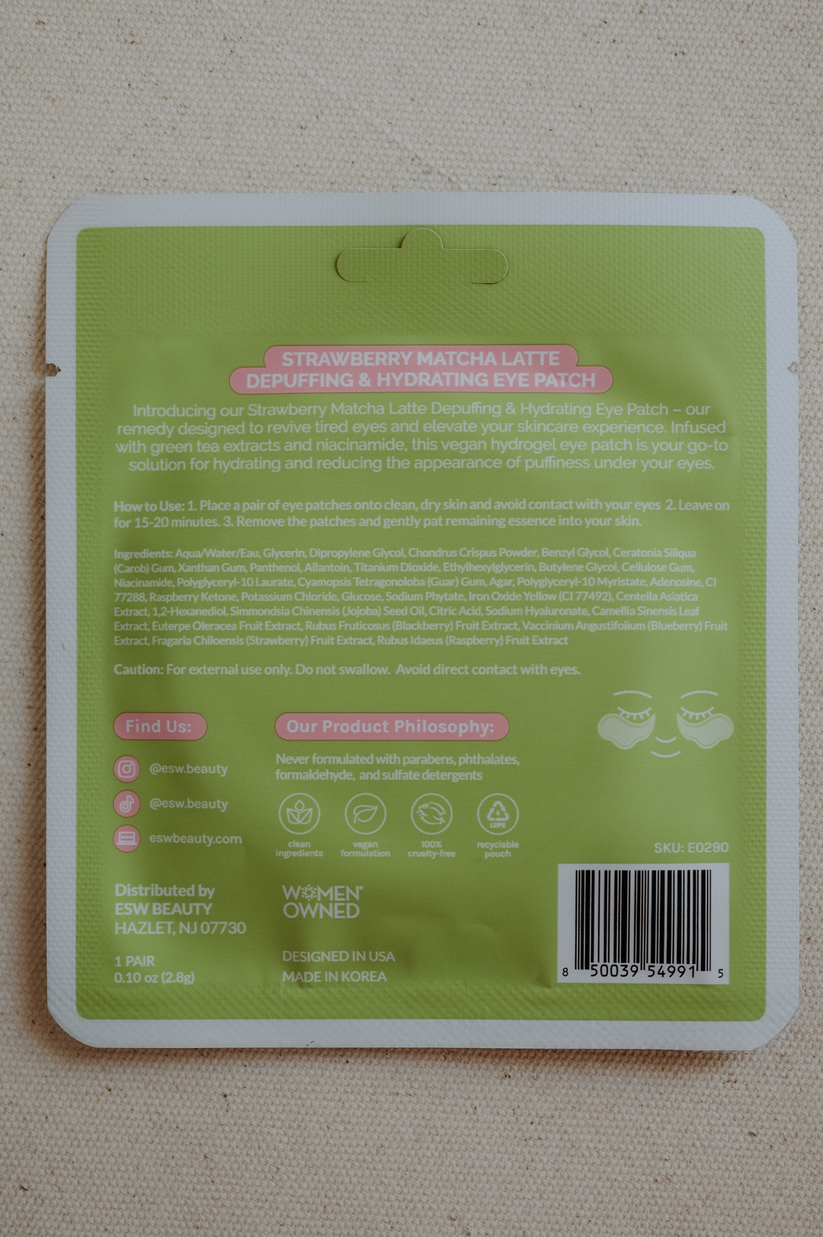 ESW Strawberry Matcha Latte Eye Patches