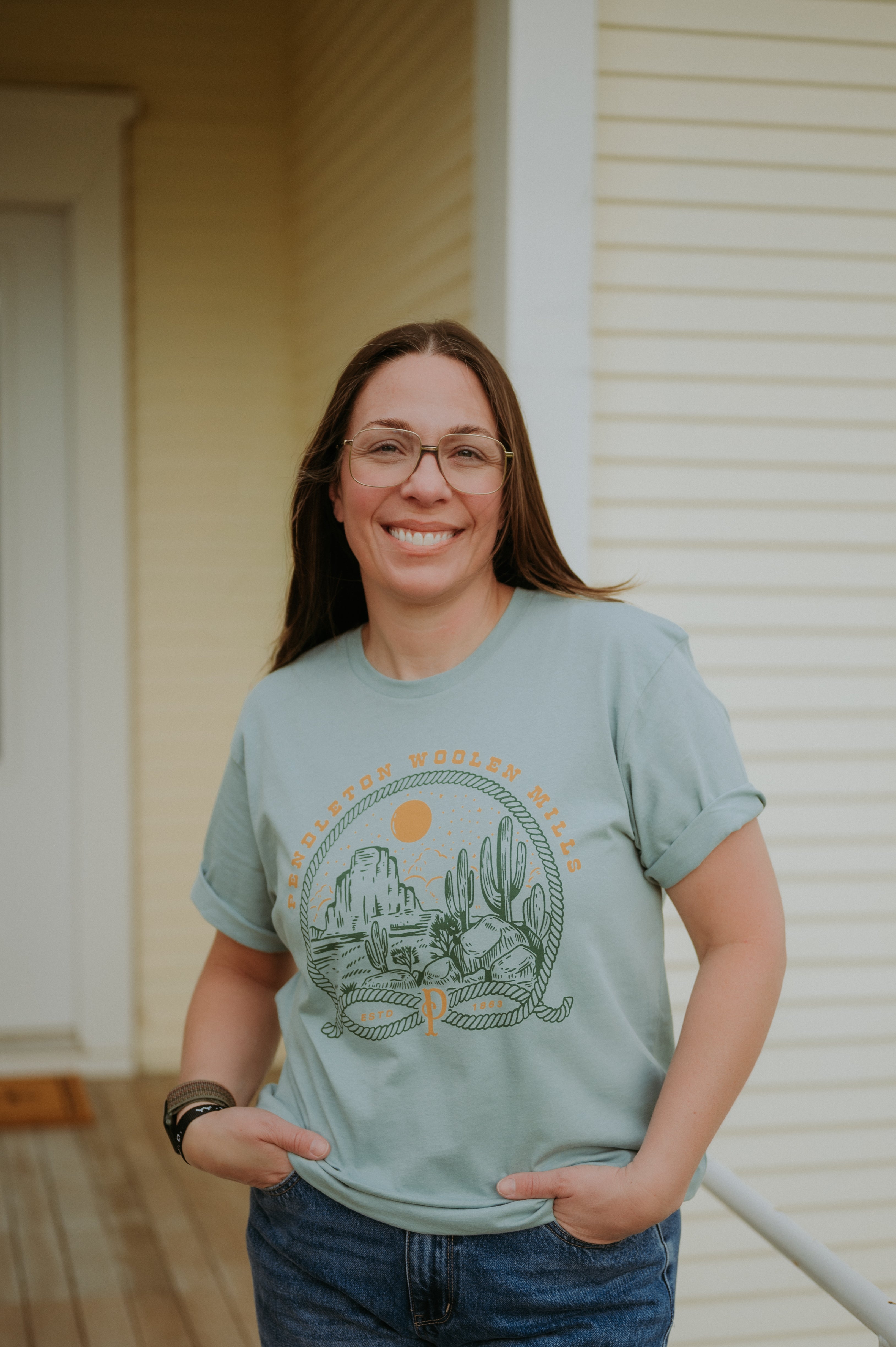 Pendleton Woolen Mills Western Oasis Graphic Tee (Seafoam)