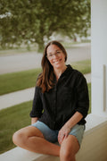 prAna Hideaways Button Down Top Black