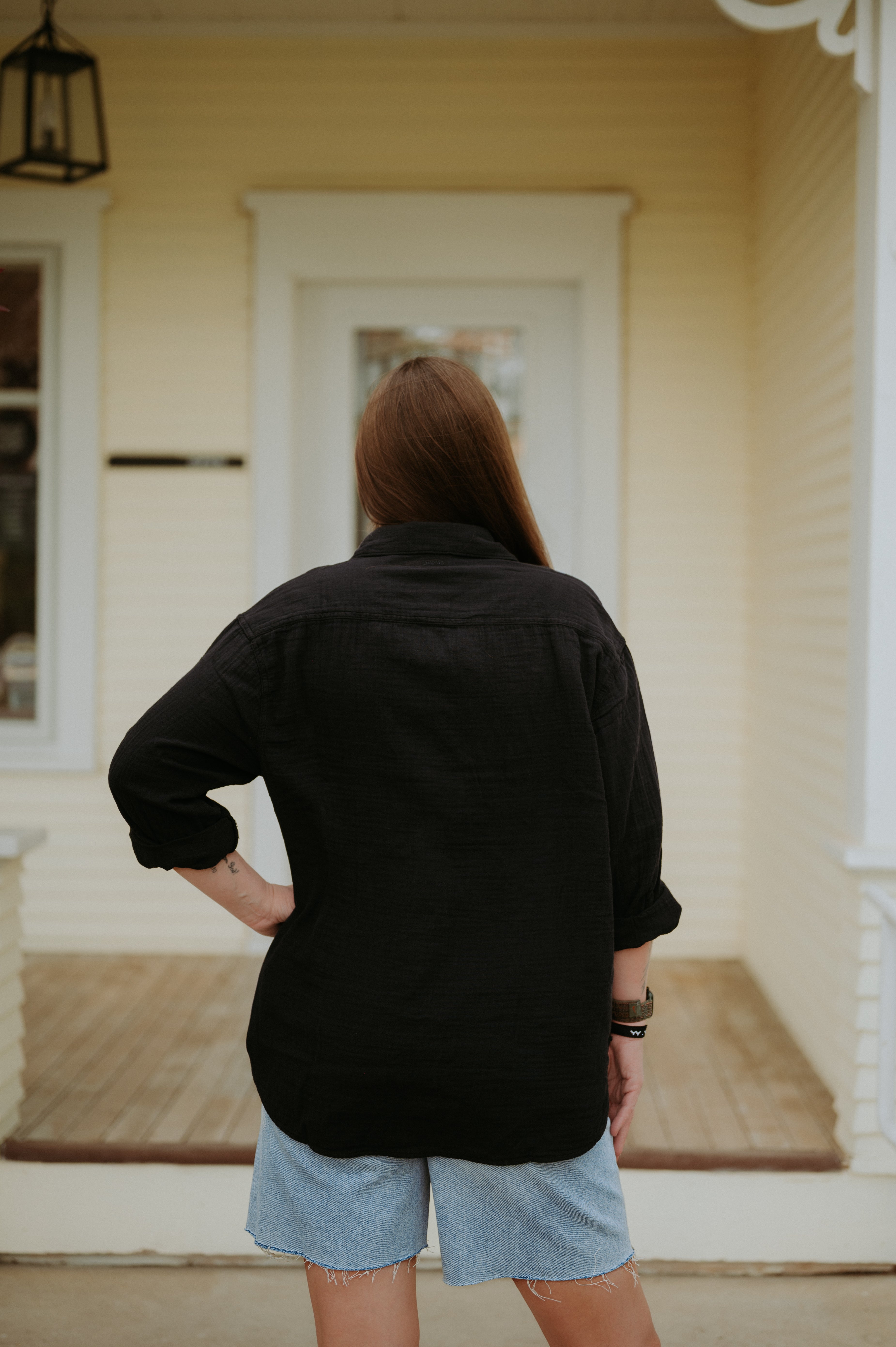 prAna Hideaways Button Down Top Black