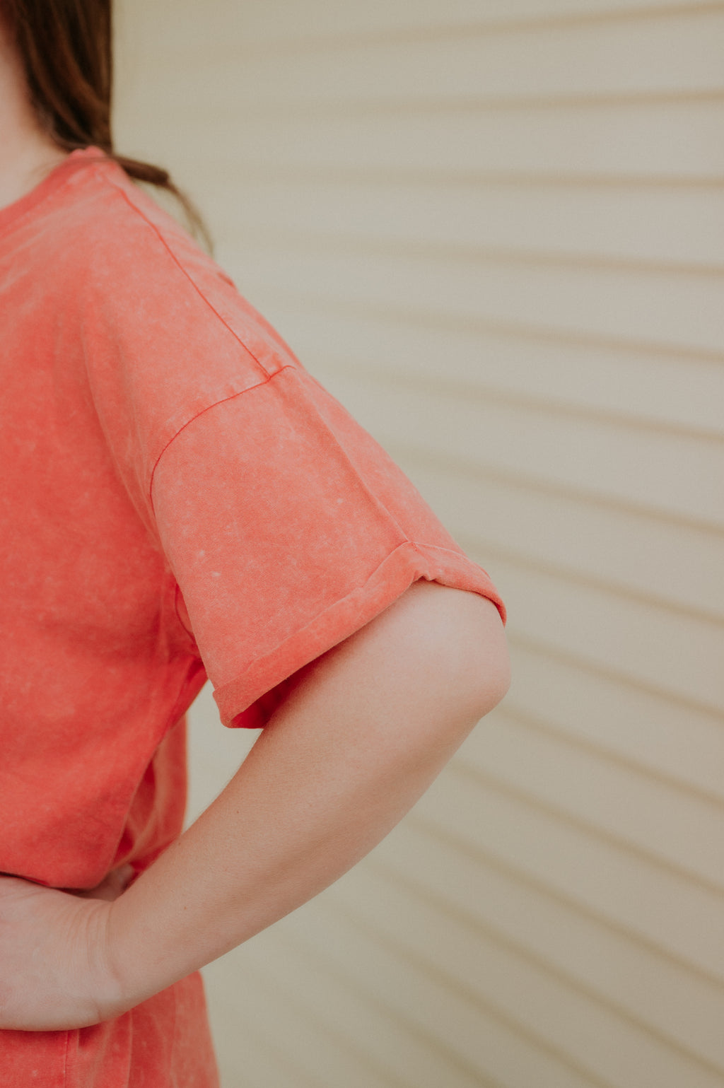 Zutter Mineral Washed Cuffed Sleeve Orange
