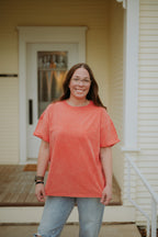 Zutter Mineral Washed Cuffed Sleeve Orange